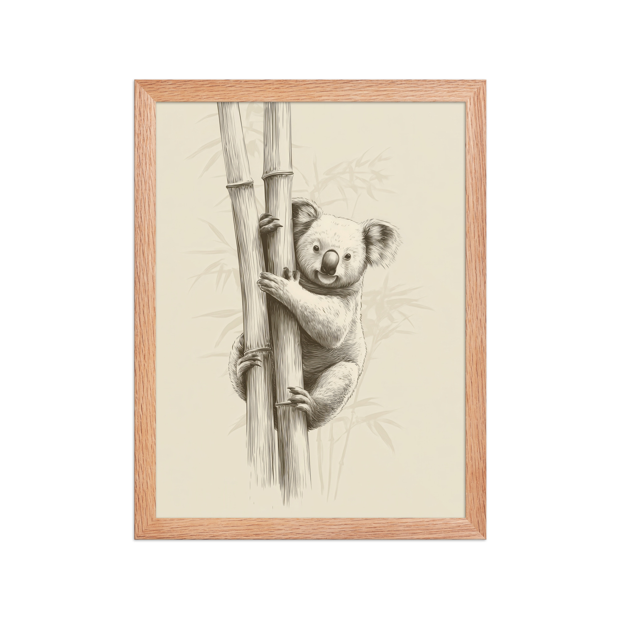 enhanced-matte-paper-framed-poster-in-red-oak-12x16-front-68f8bef3122e5.jpg Koala Bamboo I — Koala Illustration in Warm Neutrals Wall Decor — Framed Poster - Image 11