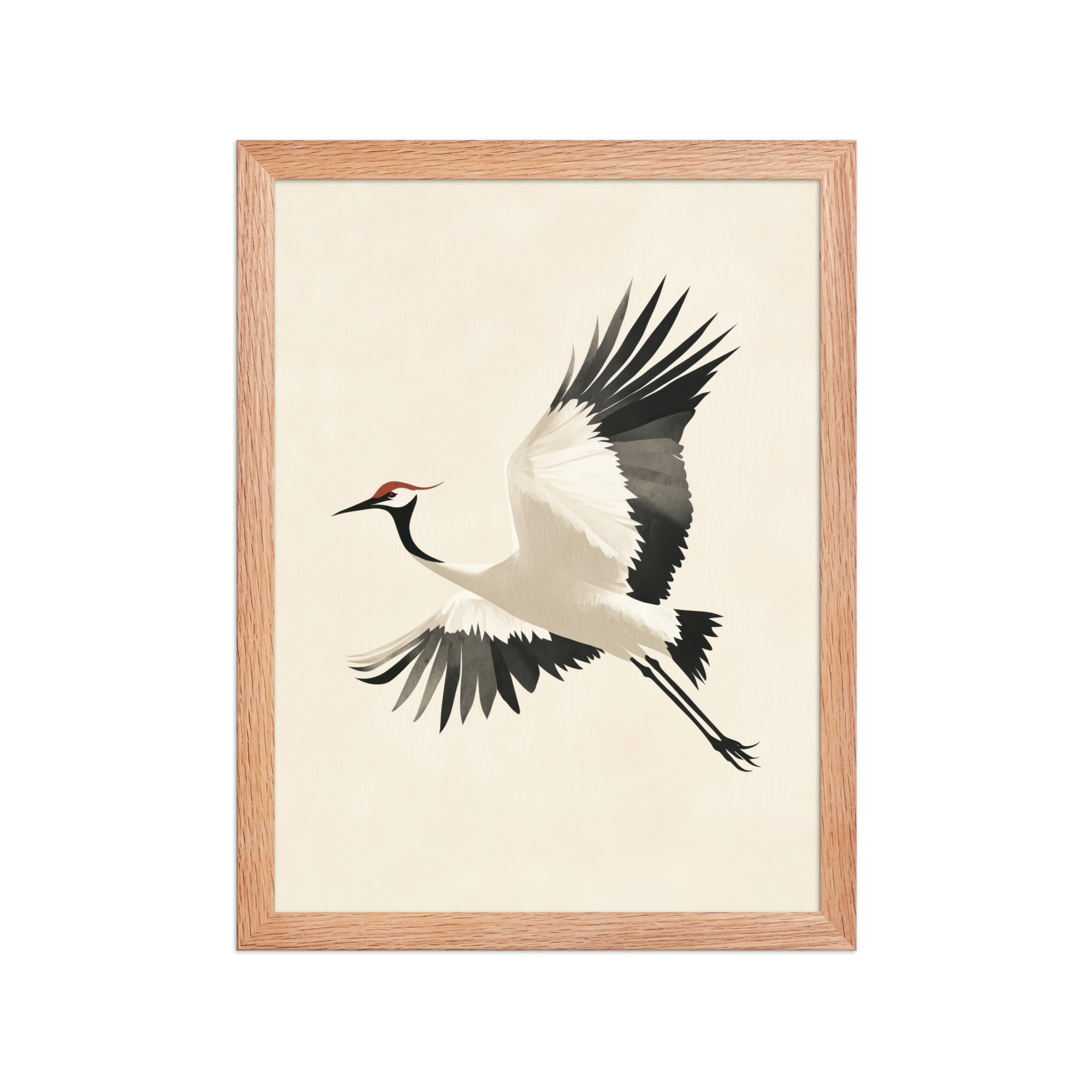 enhanced-matte-paper-framed-poster-in-red-oak-12x16-front-68f90047c9e62.jpg Graceful Crane in Flight — Red-Crowned Flying Crane Wall Art — Framed Poster - Image 11
