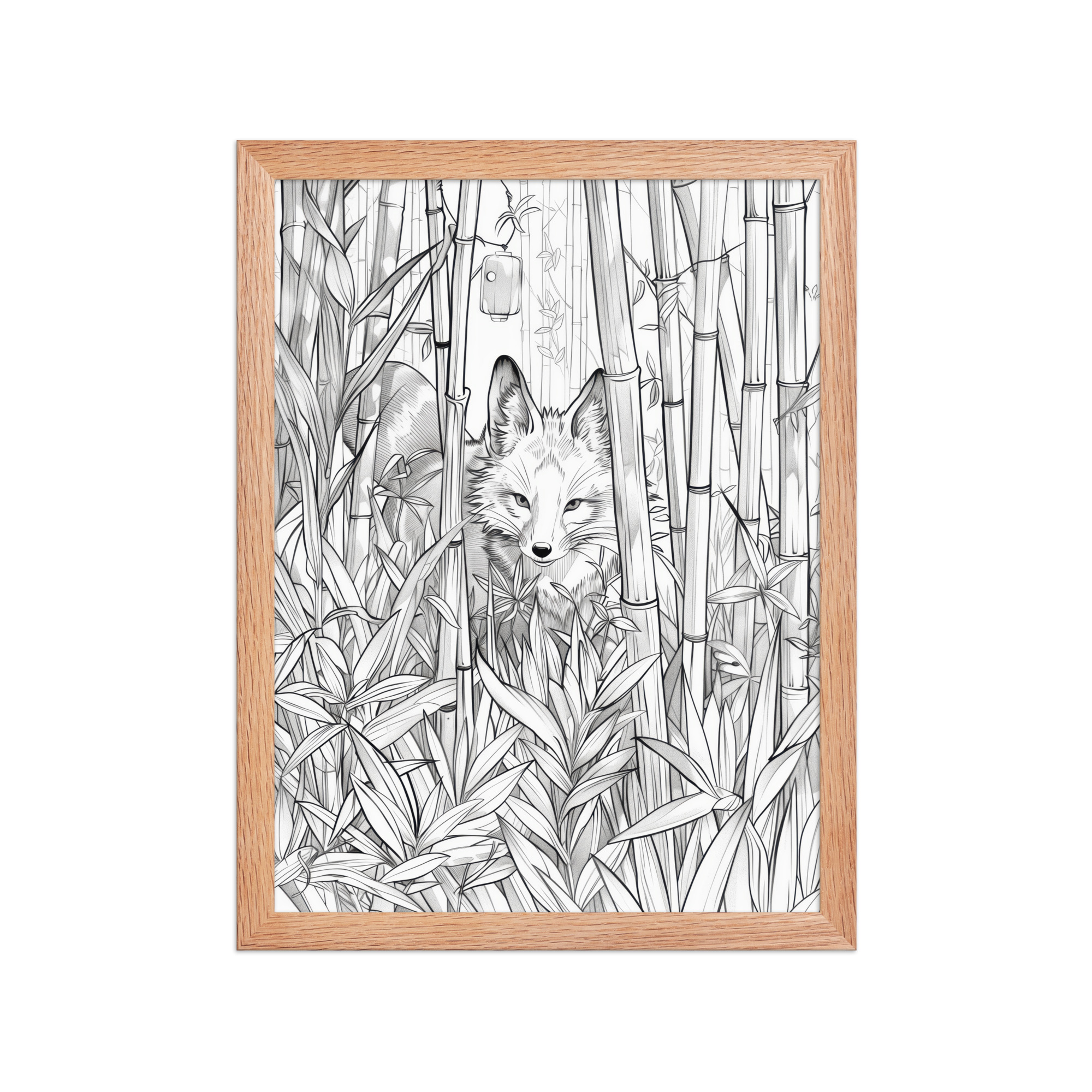 enhanced-matte-paper-framed-poster-in-red-oak-12x16-front-68f903bc15b8a.jpg Fox Spirit in Bamboo Forest — Fox Among Bamboo Wall Decor — Framed Poster - Image 11