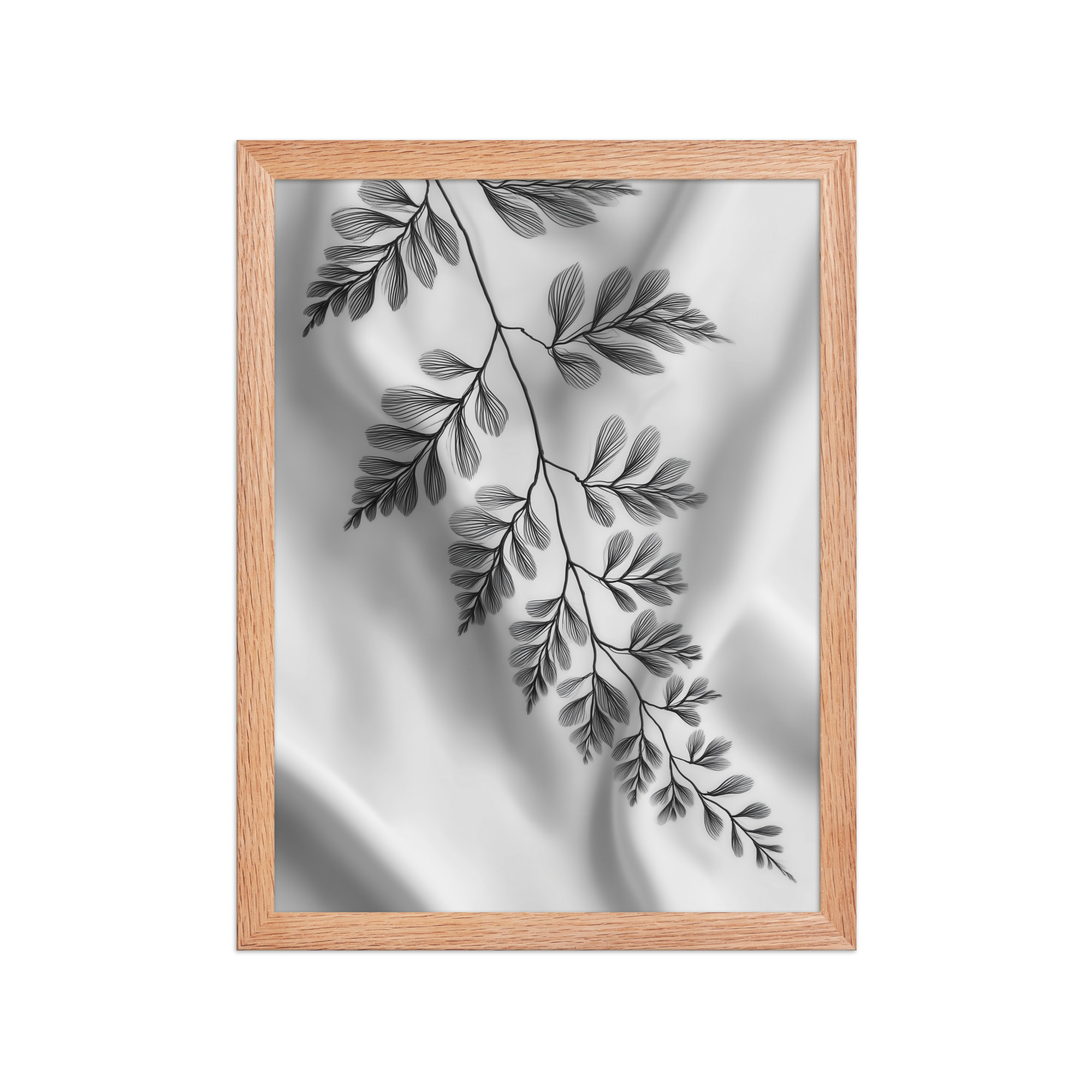 enhanced-matte-paper-framed-poster-in-red-oak-12x16-front-68f909383e28d.jpg Fern of Still Shadows — Botanical Ink Wall Decor — Framed Poster - Image 6