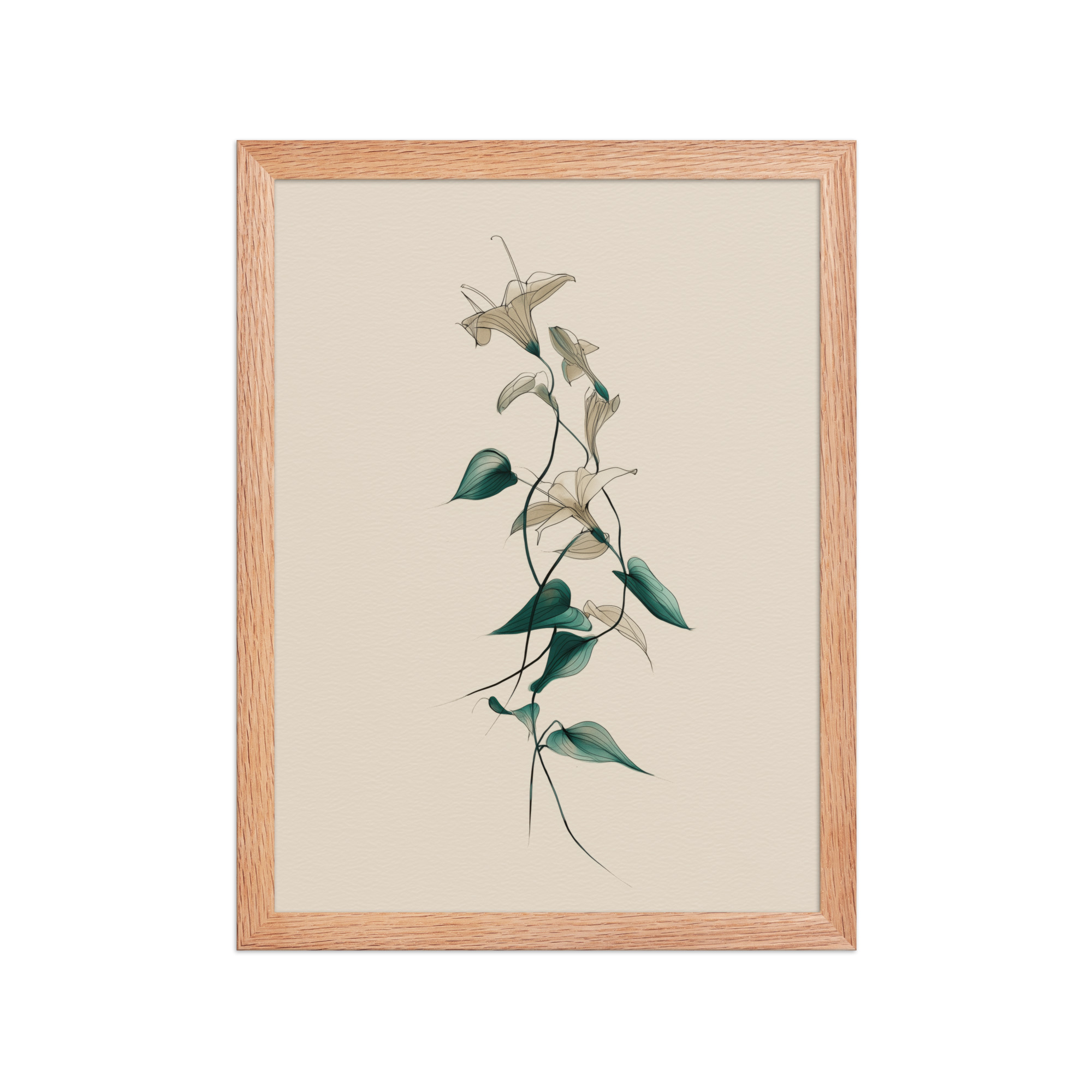 enhanced-matte-paper-framed-poster-in-red-oak-12x16-front-68f91e0a481a5.jpg Lily Flow — Japandi Floral Line-Art Decor Lilies — Framed Poster - Image 11