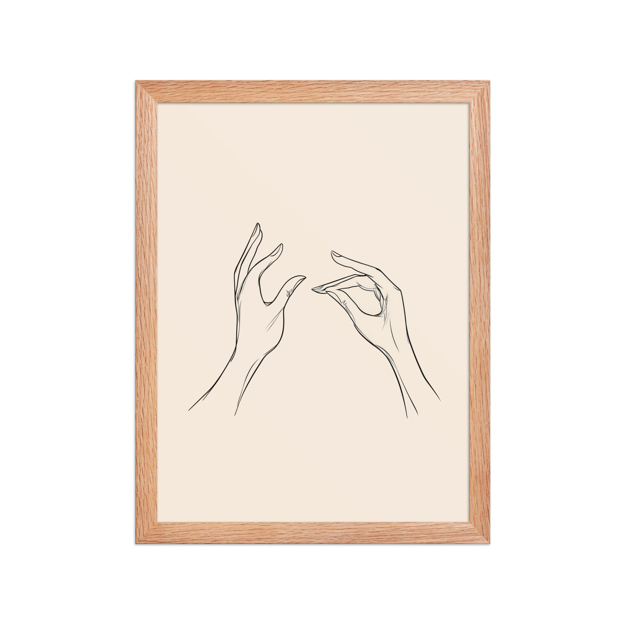 enhanced-matte-paper-framed-poster-in-red-oak-12x16-front-68f9c51ae3e24.jpg Gyan Mudra Hands — Minimal Line Wall Art — Framed Poster - Image 11