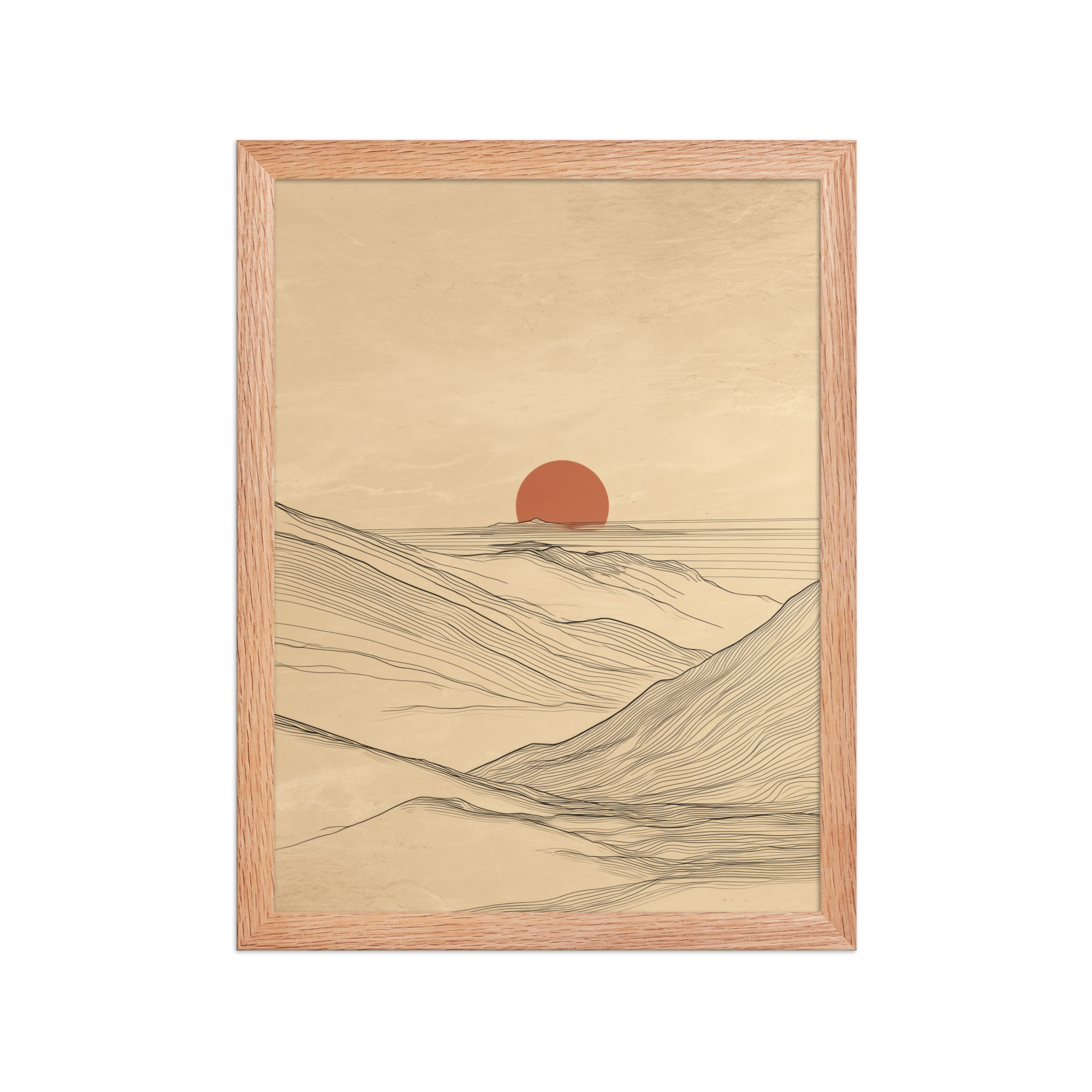 enhanced-matte-paper-framed-poster-in-red-oak-12x16-front-68f9c56b9fd42.jpg Desert Horizon — Japandi Desert Line Landscape Wall Art — Framed Poster - Image 7