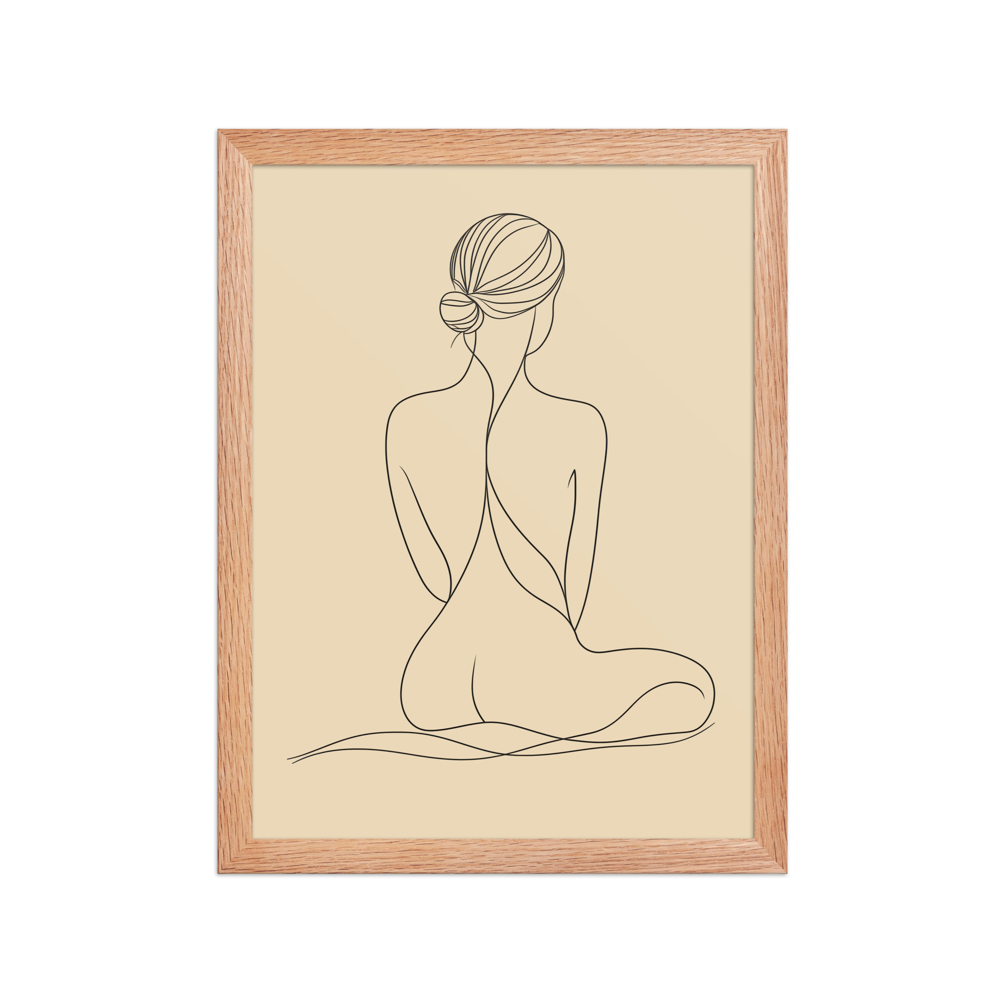 enhanced-matte-paper-framed-poster-in-red-oak-12x16-front-68f9c8d4da816.jpg Seated Elegance On Knees — Minimalist Figure Line Wall Art — Framed Poster - Image 6