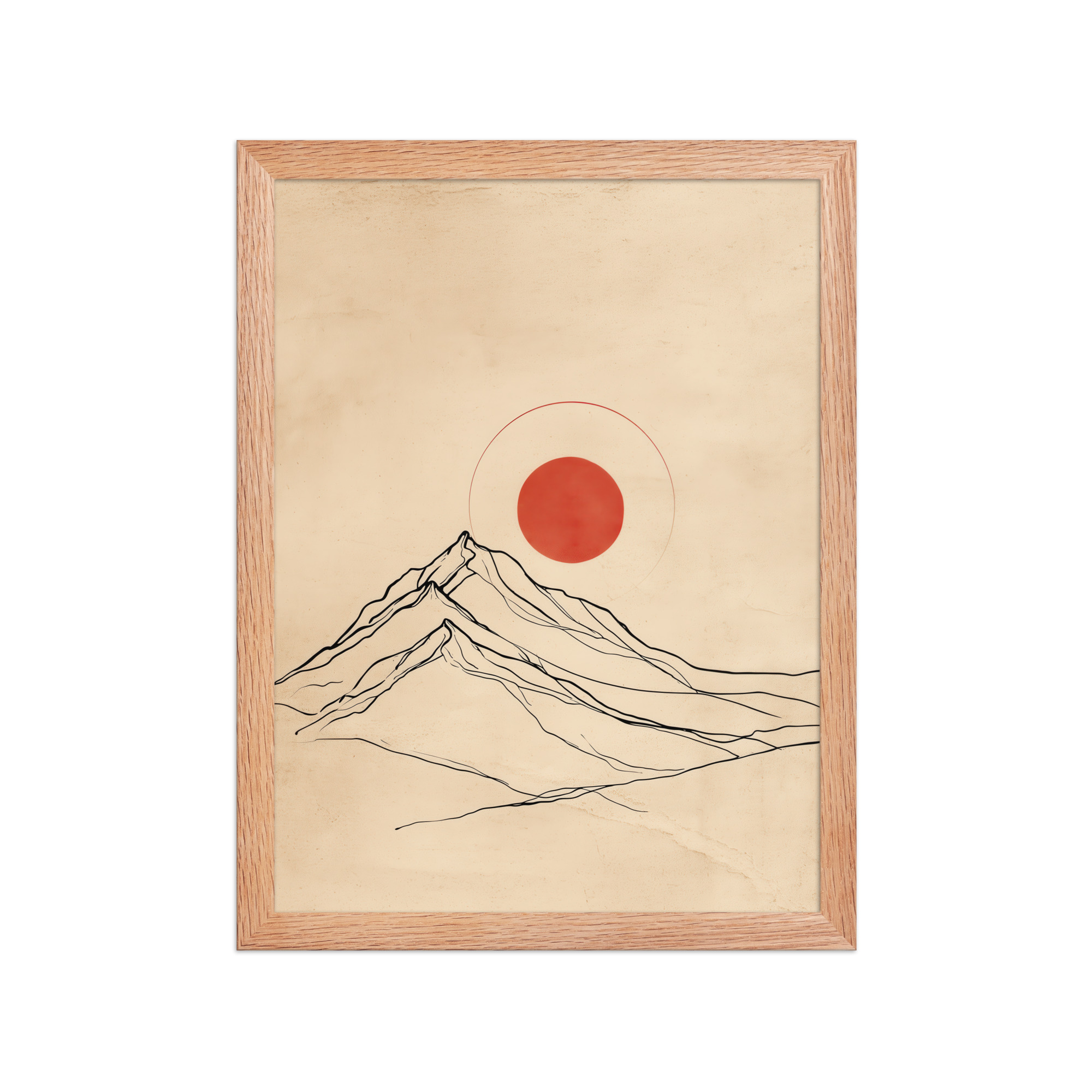 enhanced-matte-paper-framed-poster-in-red-oak-12x16-front-68f9c98ca63dd.jpg Eternal Sun — Minimal Mountain and Red Sun Wall Art — Framed Poster - Image 7