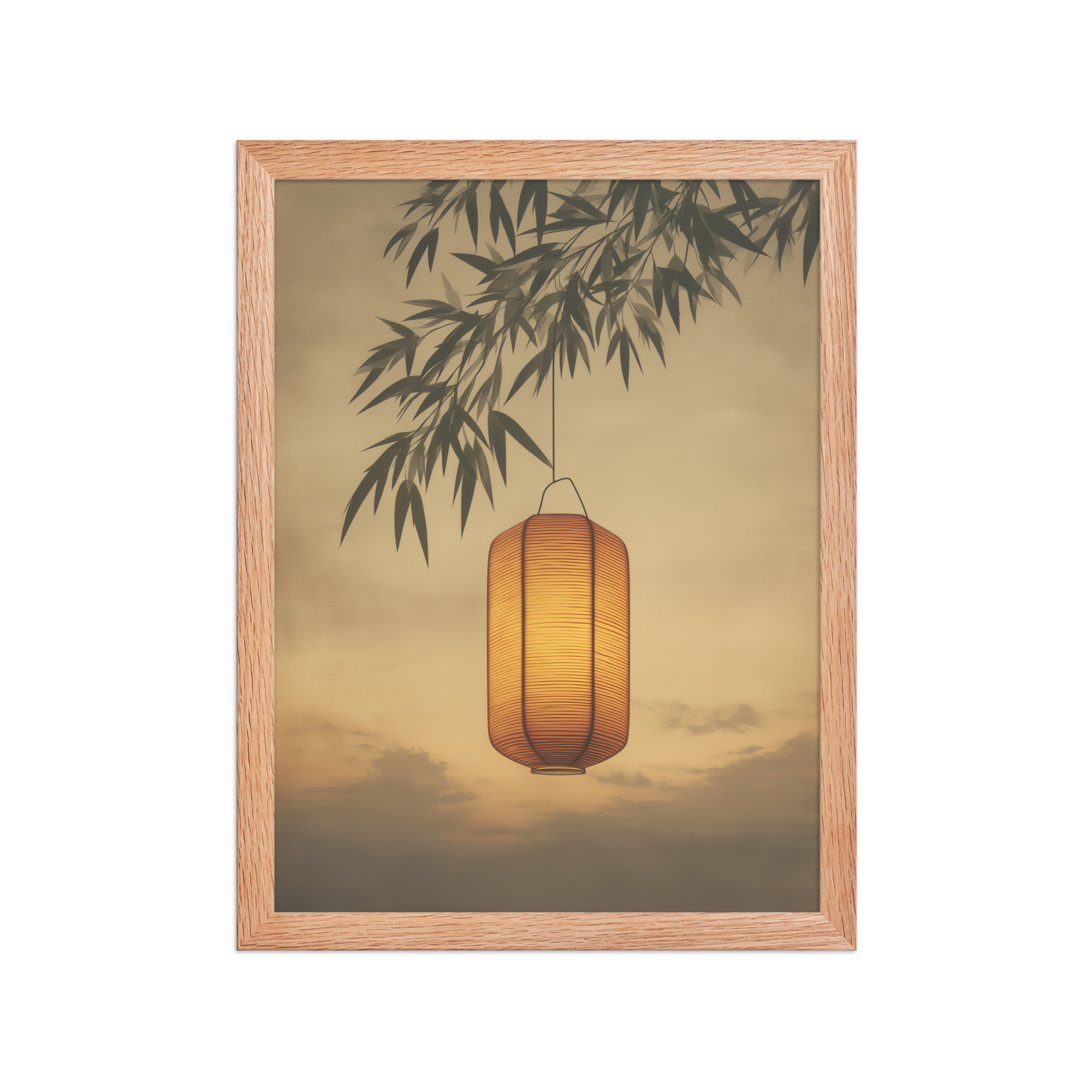 enhanced-matte-paper-framed-poster-in-red-oak-12x16-front-68f9cb4c47334.jpg Lantern Glow — Japanese Lantern Minimal Wall Decor — Framed Poster - Image 9