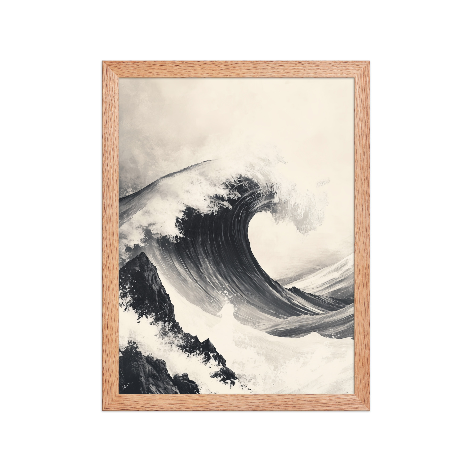 enhanced-matte-paper-framed-poster-in-red-oak-12x16-front-68f9cd956f2ae.jpg Tidal Harmony — Japanese Wave Minimal Seascape Wall Art — Framed Poster - Image 9
