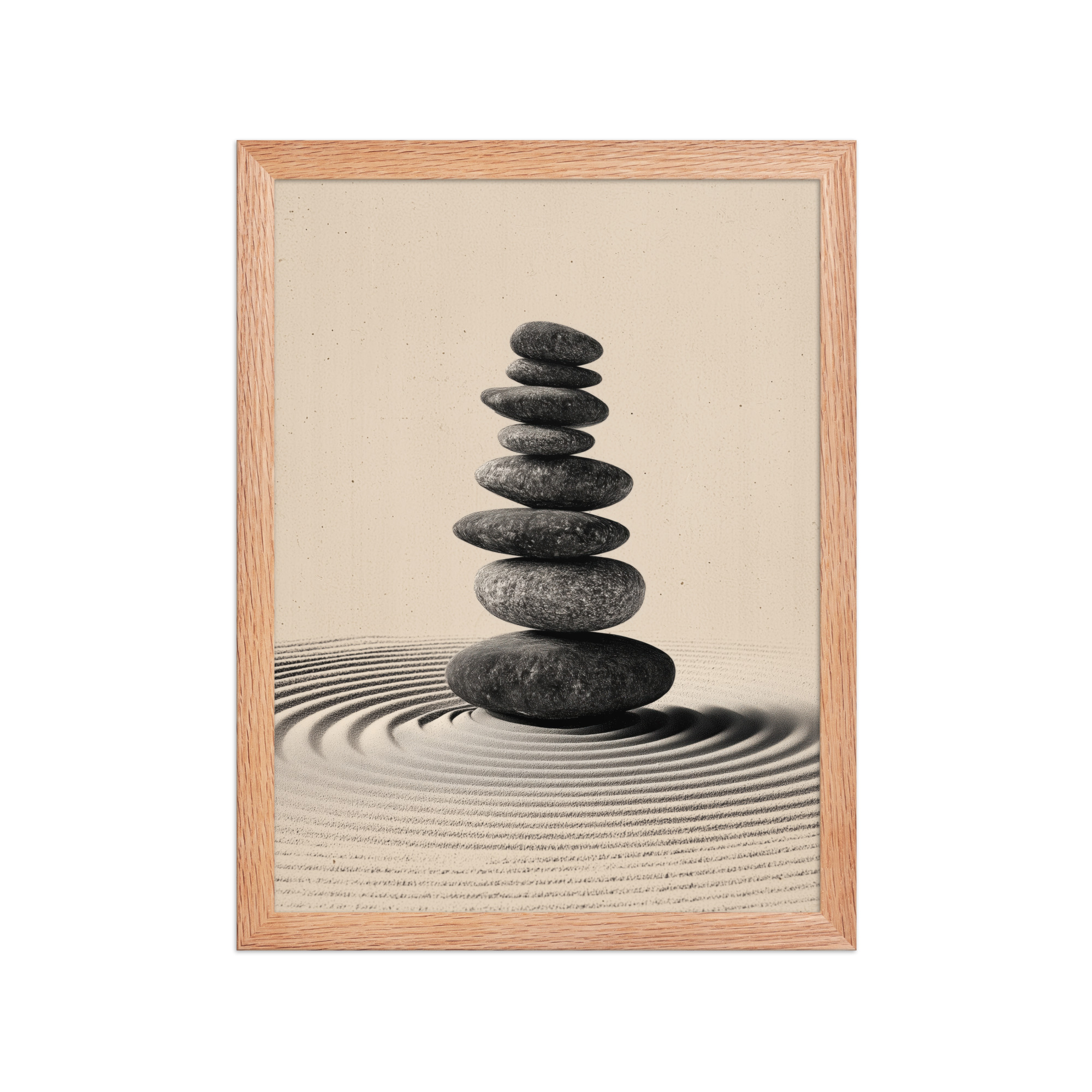 enhanced-matte-paper-framed-poster-in-red-oak-12x16-front-68f9e460c0181.jpg Balanced Stillness – Stacked Stones I Neutral Zen Stones Wall Art – Framed Poster - Image 11