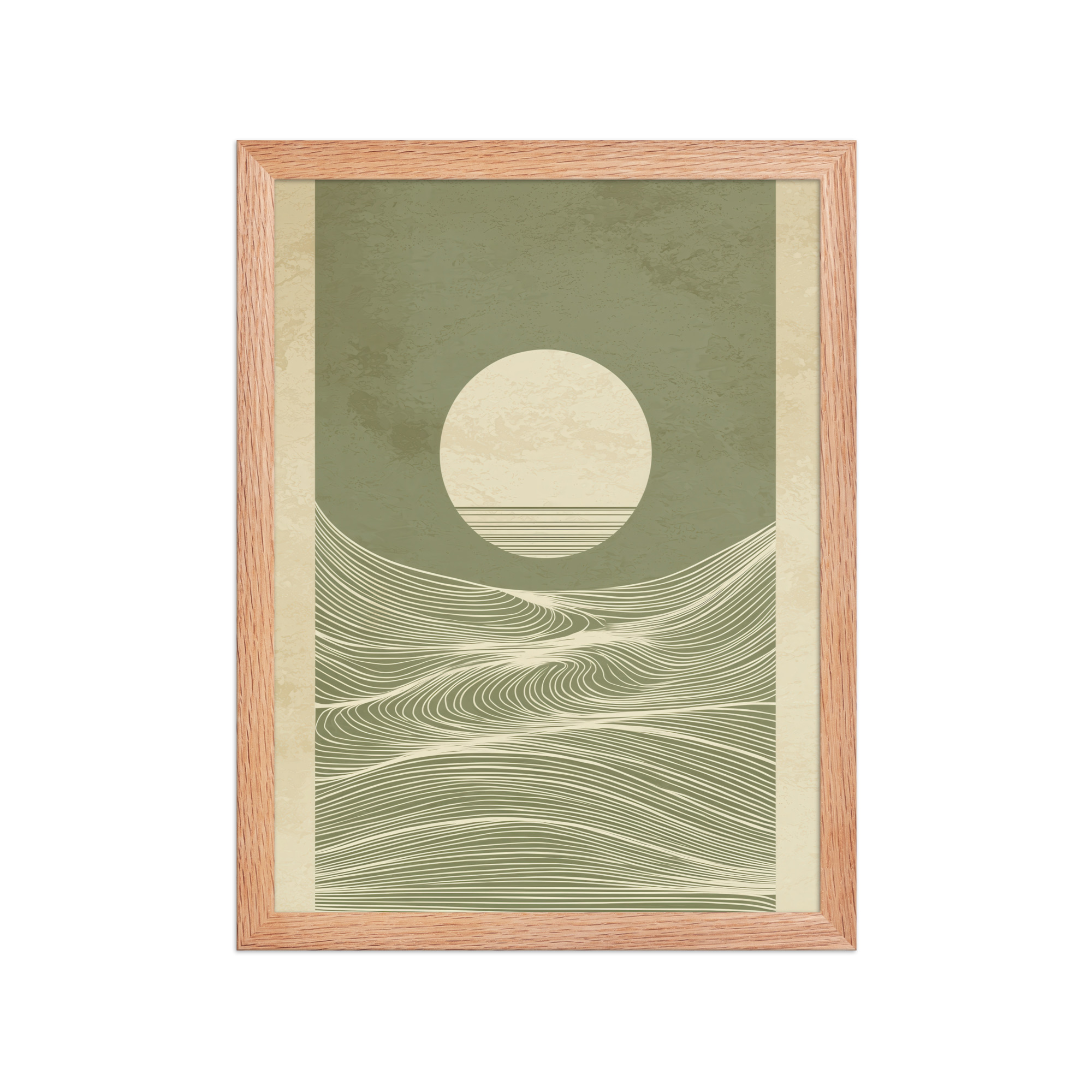 enhanced-matte-paper-framed-poster-in-red-oak-12x16-front-68f9f96705a06.jpg Calm Currents and Rising Light — Minimalist Sun With Landscape Lines Wall Art — Framed Poster - Image 9