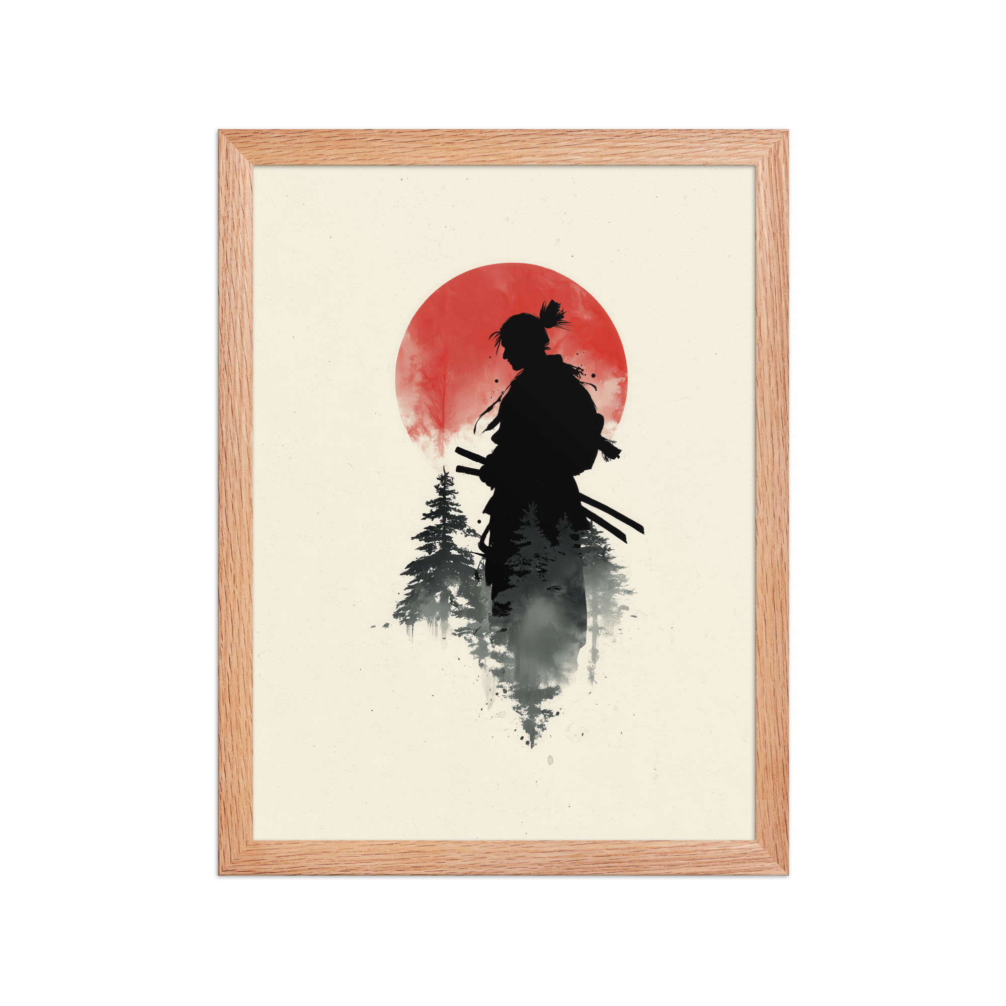enhanced-matte-paper-framed-poster-in-red-oak-12x16-front-68fa15d35939f.jpg Silent Watch Samurai II – Minimalist Japandi Samurai Minimal Japanese Decor – Framed Poster - Image 11