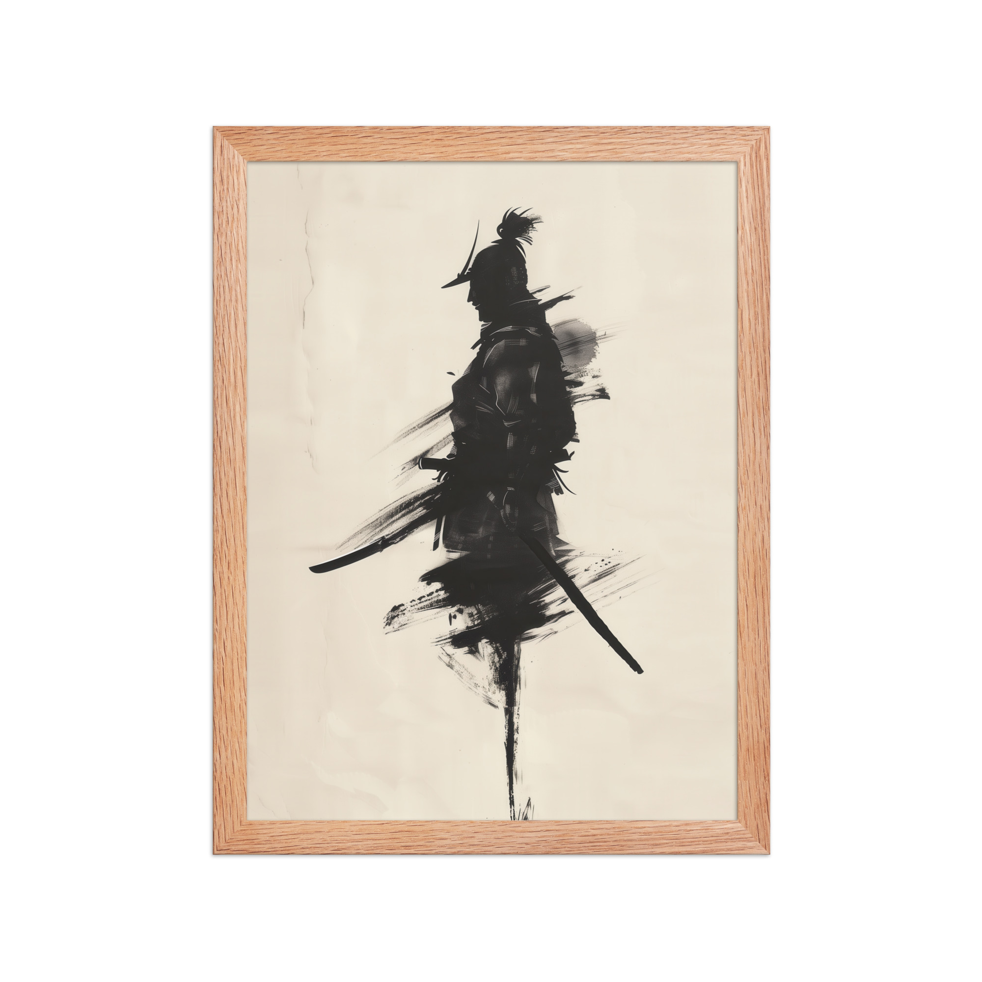 enhanced-matte-paper-framed-poster-in-red-oak-12x16-front-68fa170352a4e.jpg Shadowed Warrior – Sumi-e Silhouette of a Lone Samurai Wall Decor – Framed Poster - Image 11