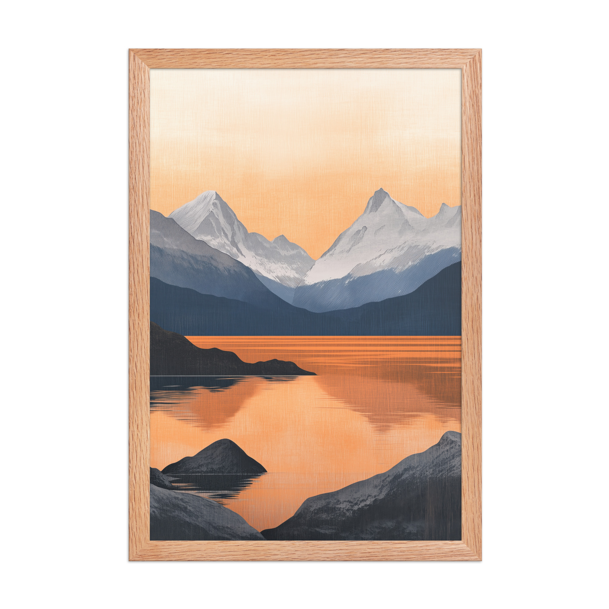 enhanced-matte-paper-framed-poster-in-red-oak-12x18-front-68f87bd82630f.jpg Nordic Sunset Reflections — Serene Mountain Lake Panorama Landscape Wall Art — Framed Poster - Image 10
