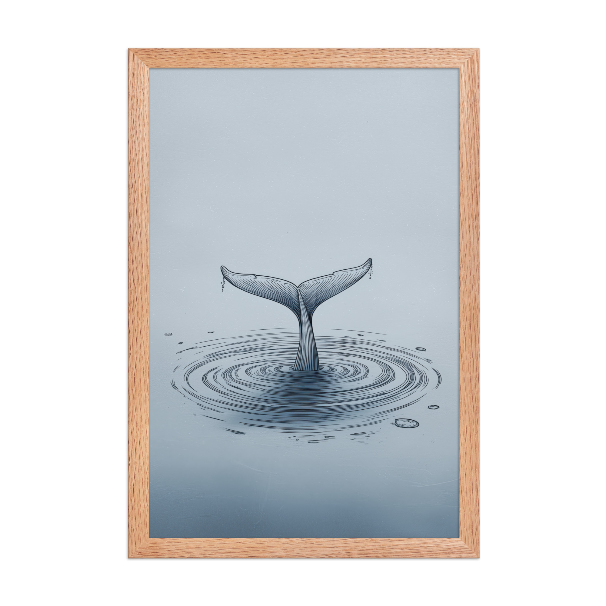 enhanced-matte-paper-framed-poster-in-red-oak-12x18-front-68f8b841e1ba1.jpg Ripple Beneath – Whale Tail Surfacing Minimal Ocean Wall Art in Cool Blues — Framed Poster - Image 12