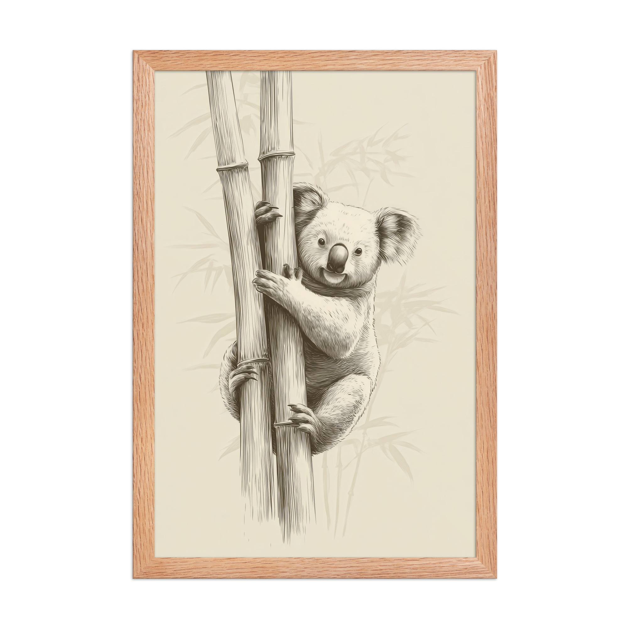 enhanced-matte-paper-framed-poster-in-red-oak-12x18-front-68f8bef31236c.jpg Koala Bamboo I — Koala Illustration in Warm Neutrals Wall Decor — Framed Poster - Image 12