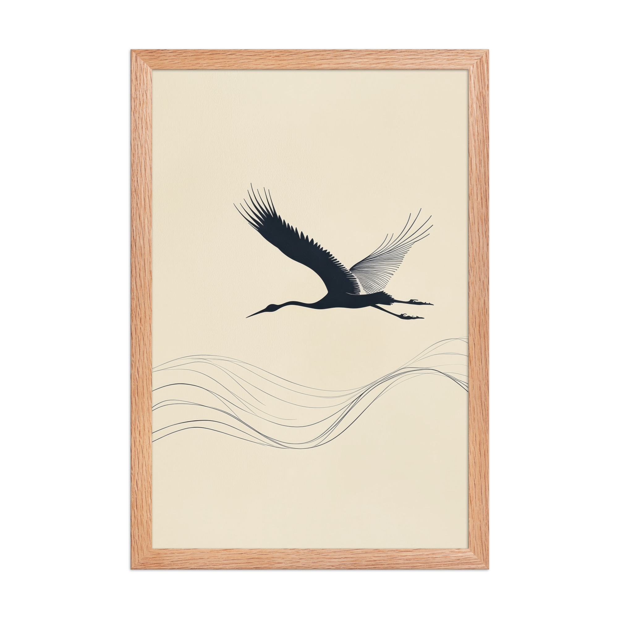 enhanced-matte-paper-framed-poster-in-red-oak-12x18-front-68f8ffc0507bf.jpg Graceful Ascent — Minimal Crane Silhouette with Flowing Lines Wall Decor — Framed Poster - Image 12