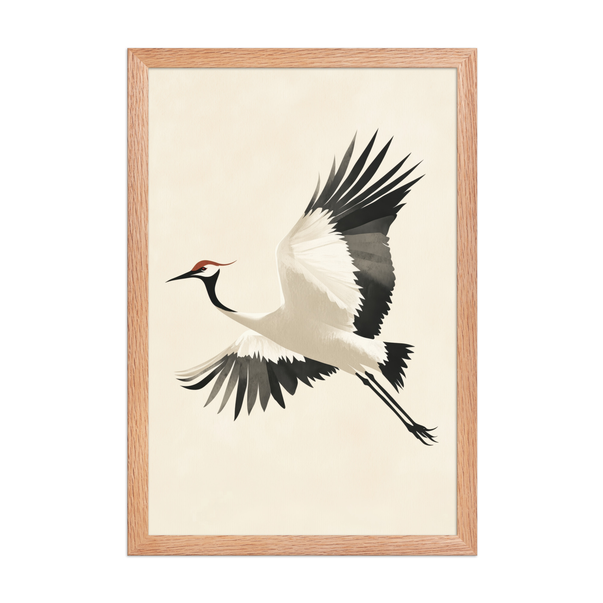 enhanced-matte-paper-framed-poster-in-red-oak-12x18-front-68f90047c9eed.jpg Graceful Crane in Flight — Red-Crowned Flying Crane Wall Art — Framed Poster - Image 12