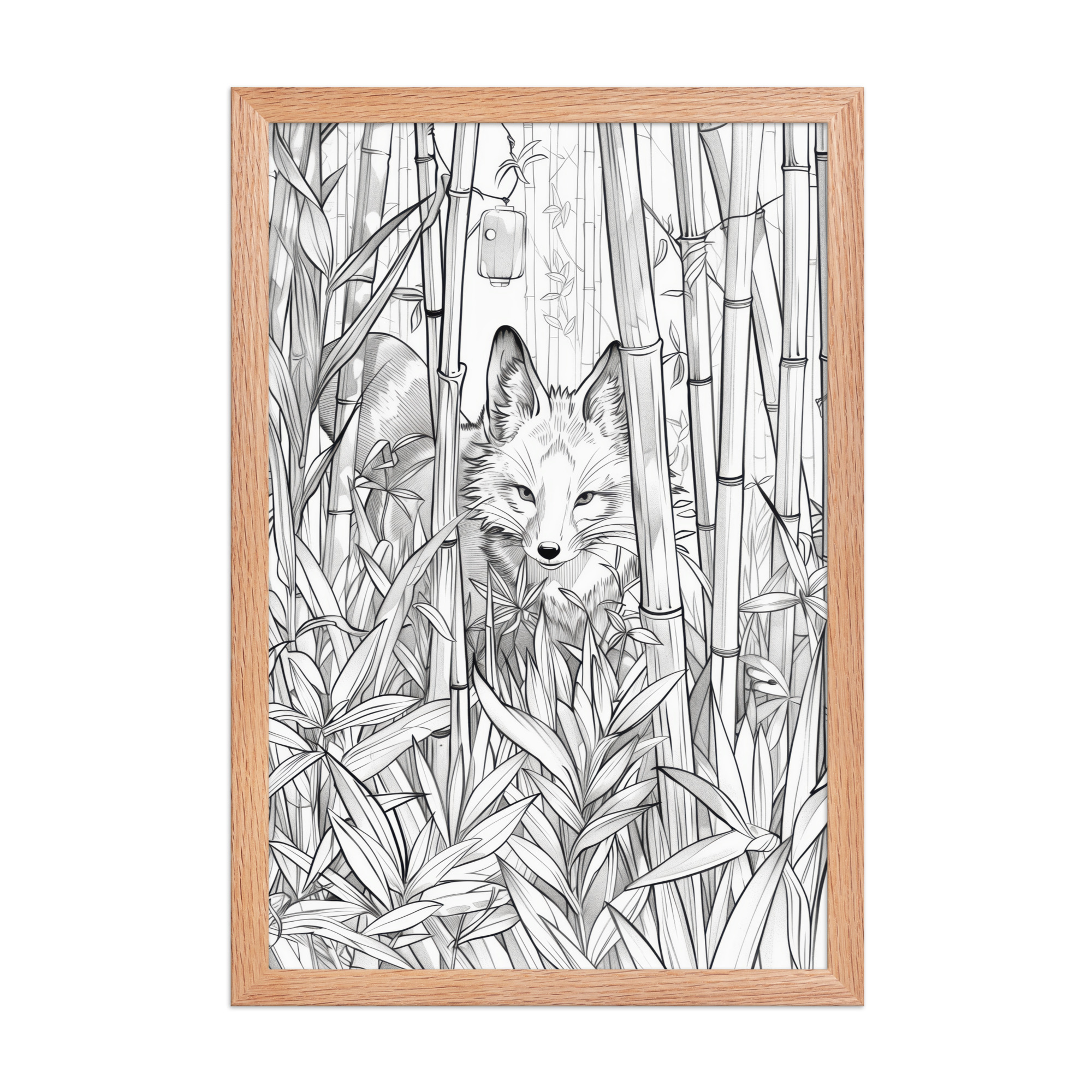 enhanced-matte-paper-framed-poster-in-red-oak-12x18-front-68f903bc15c20.jpg Fox Spirit in Bamboo Forest — Fox Among Bamboo Wall Decor — Framed Poster - Image 12