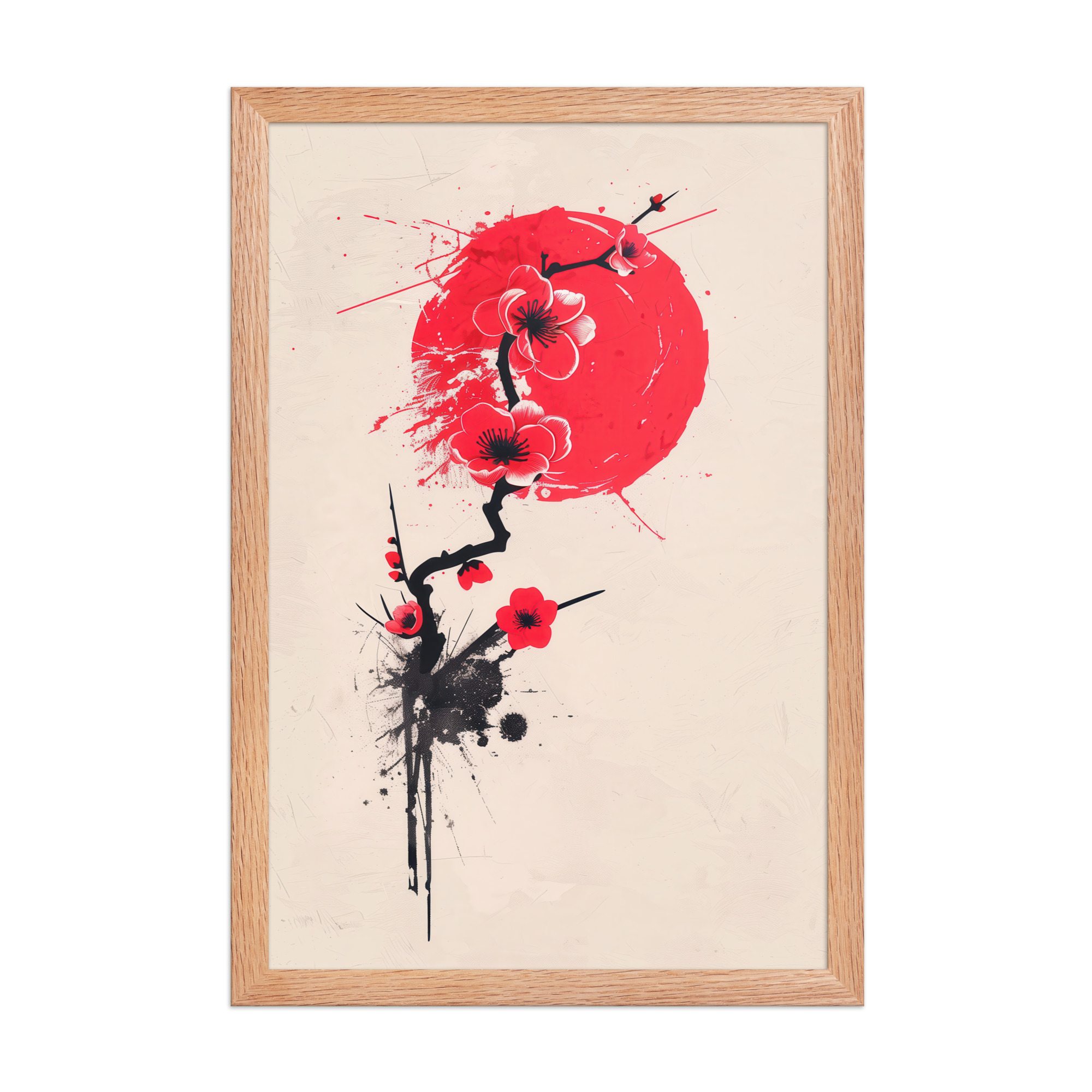 enhanced-matte-paper-framed-poster-in-red-oak-12x18-front-68f91b7047ce6.jpg Crimson Blossoms — Calligraphy Cherry Branch Japandi Wall Art — Framed Poster - Image 12