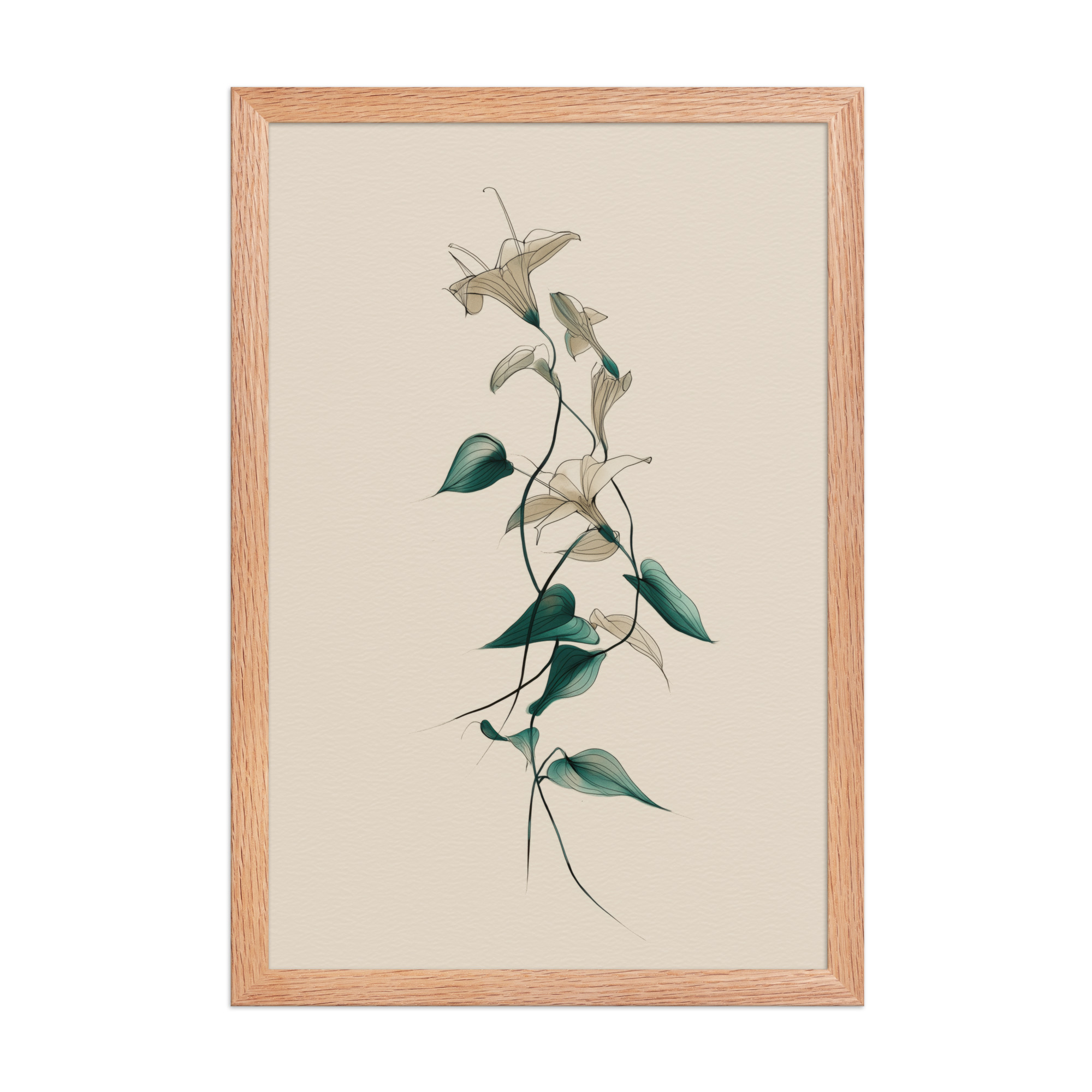 enhanced-matte-paper-framed-poster-in-red-oak-12x18-front-68f91e0a48234.jpg Lily Flow — Japandi Floral Line-Art Decor Lilies — Framed Poster - Image 12