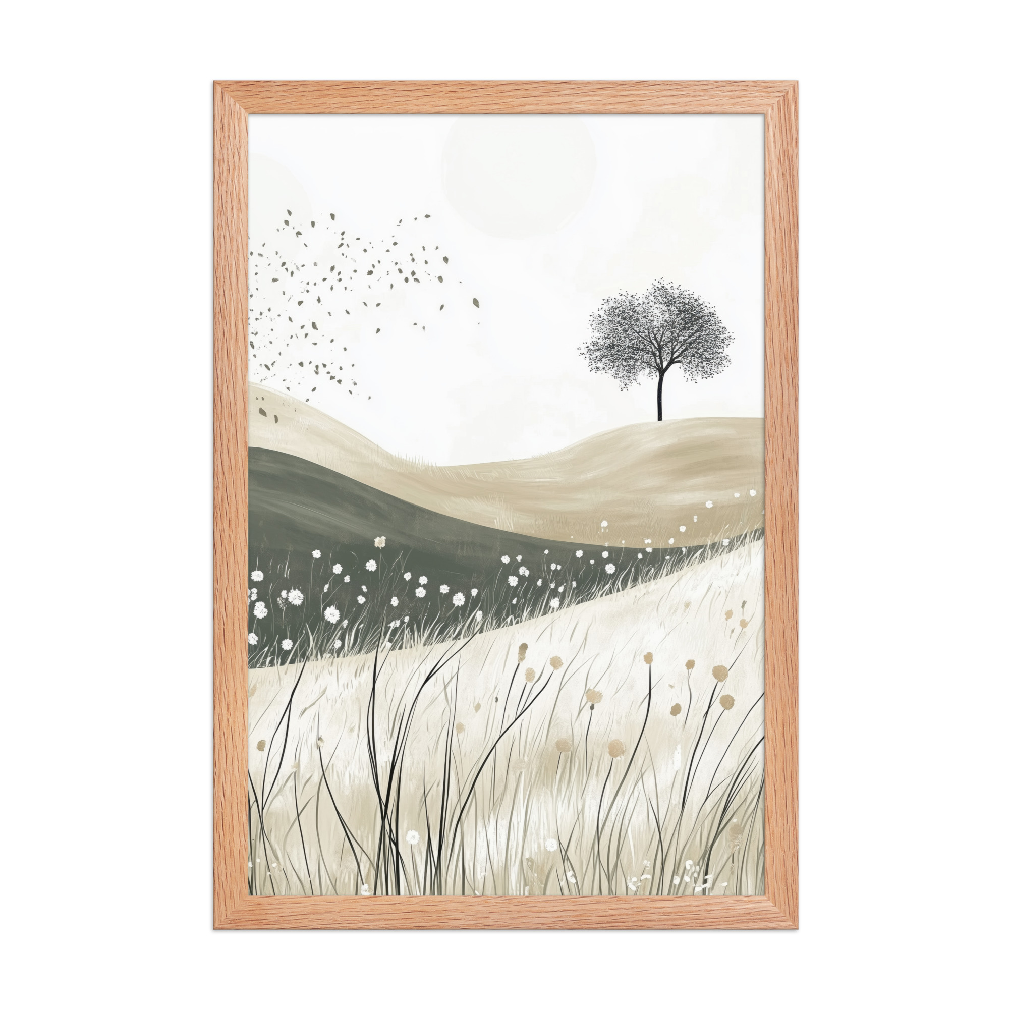 enhanced-matte-paper-framed-poster-in-red-oak-12x18-front-68f9236189045.jpg Still Horizons — Neutral Minimalist Landscape Wall Art — Framed Poster - Image 10