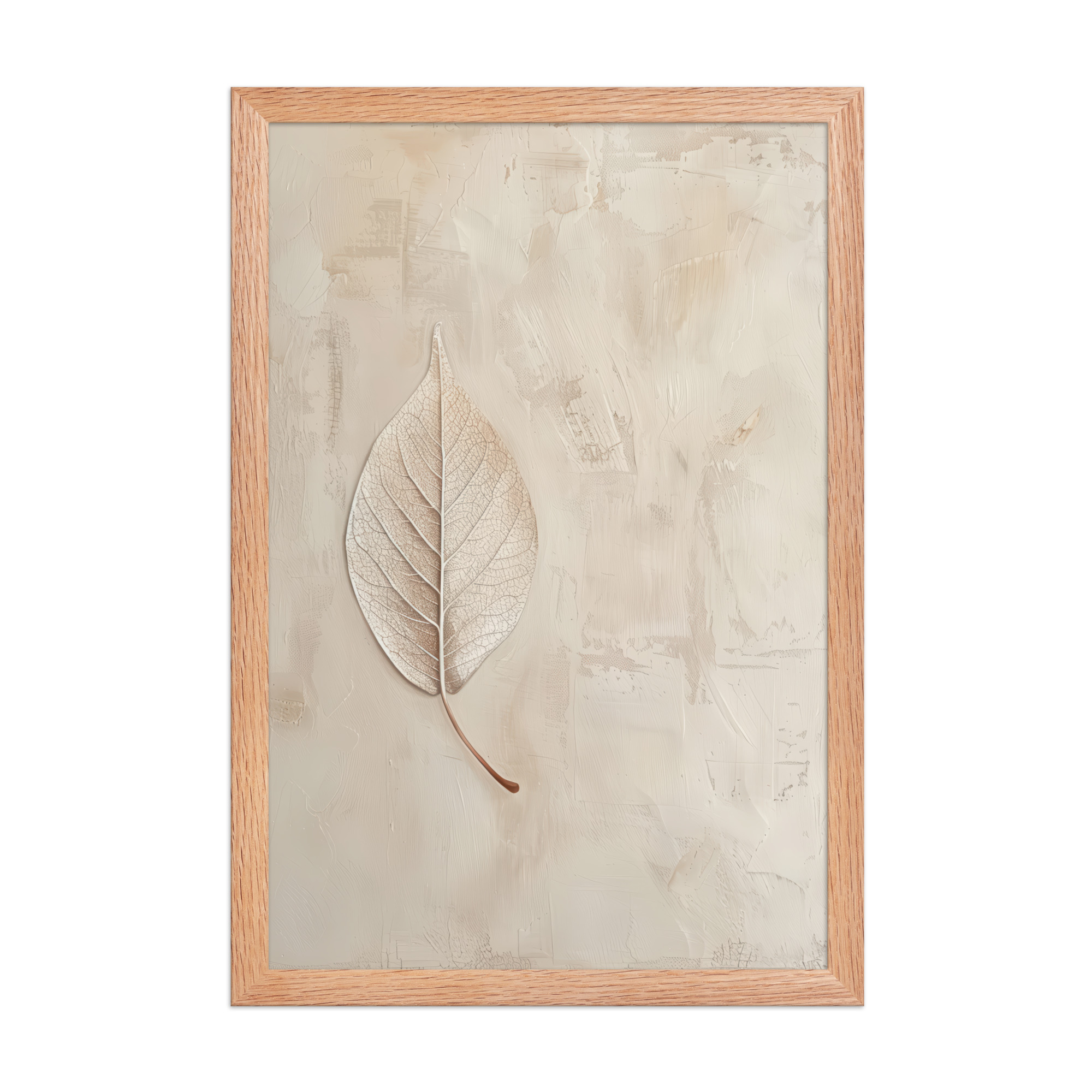 enhanced-matte-paper-framed-poster-in-red-oak-12x18-front-68f9c345b389b.jpg Wabi-Sabi Leaf II — Neutral Textured Botanical Wall Art — Framed Poster - Image 12