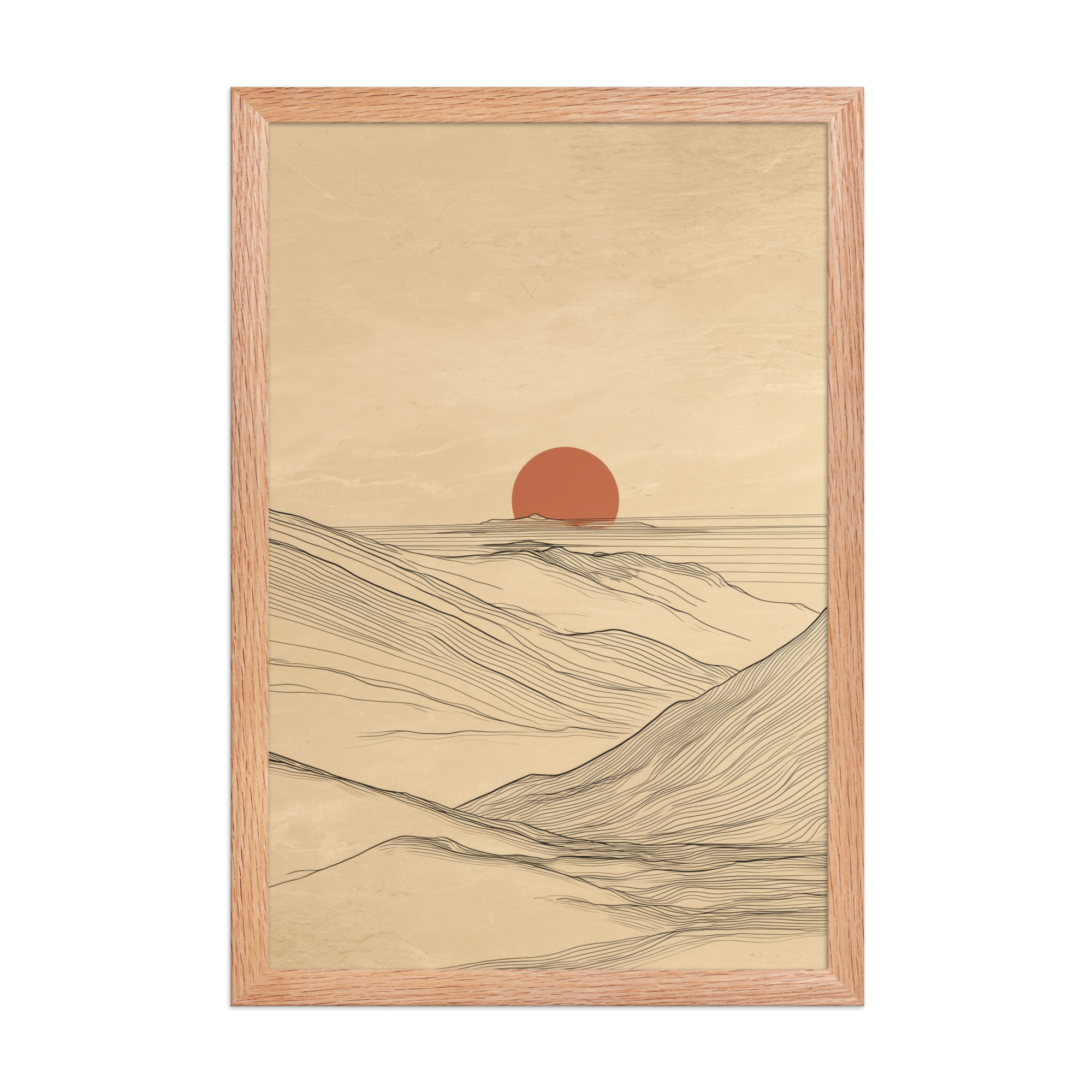 enhanced-matte-paper-framed-poster-in-red-oak-12x18-front-68f9c56b9fdd3.jpg Desert Horizon — Japandi Desert Line Landscape Wall Art — Framed Poster - Image 8