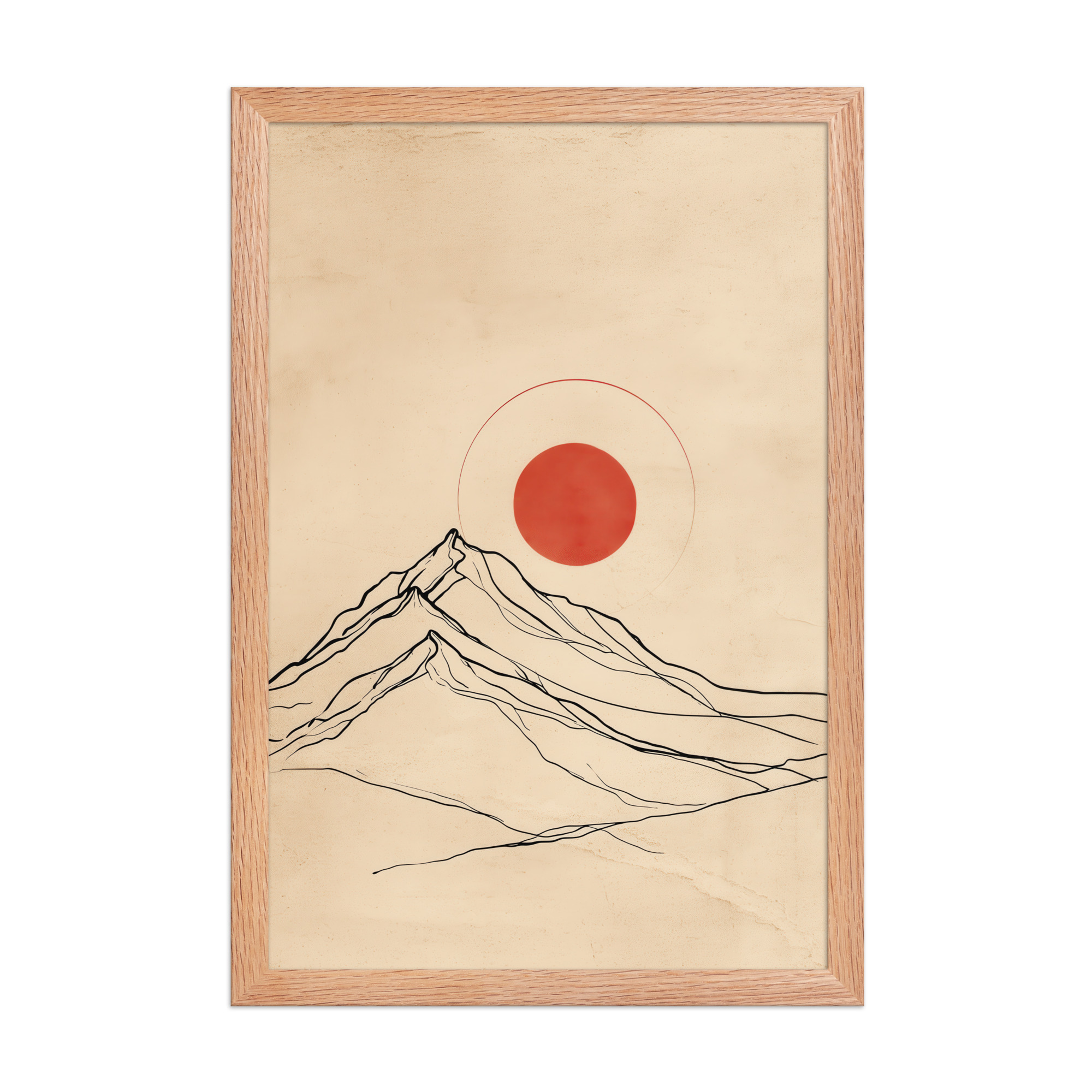 enhanced-matte-paper-framed-poster-in-red-oak-12x18-front-68f9c98ca6473.jpg Eternal Sun — Minimal Mountain and Red Sun Wall Art — Framed Poster - Image 8