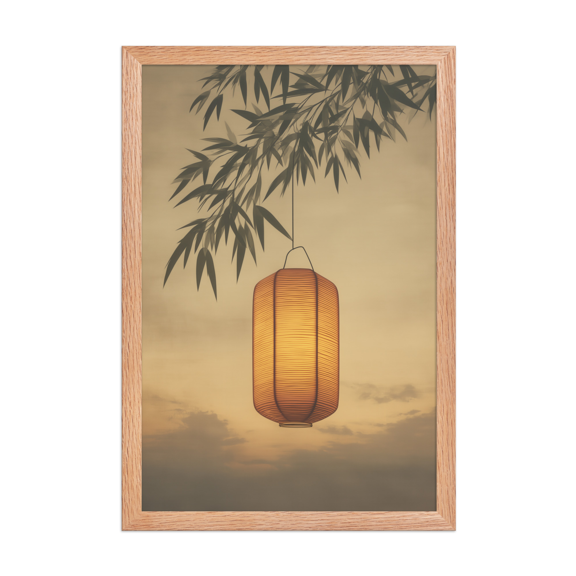 enhanced-matte-paper-framed-poster-in-red-oak-12x18-front-68f9cb4c473c7.jpg Lantern Glow — Japanese Lantern Minimal Wall Decor — Framed Poster - Image 10