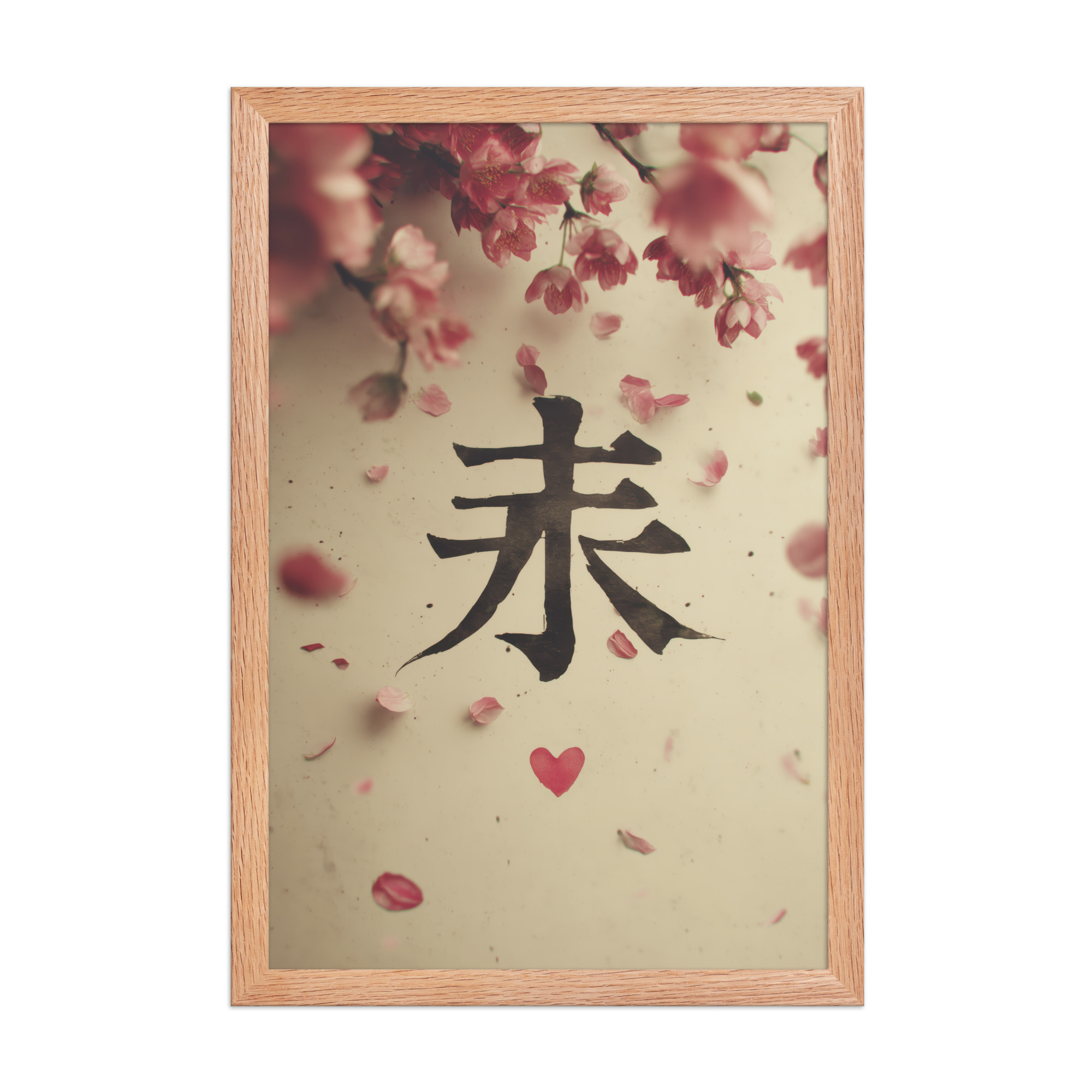 enhanced-matte-paper-framed-poster-in-red-oak-12x18-front-68f9d29a652da.jpg Sakura Love — Cherry Blossom, Japanese Calligraphy Wall Decor — Framed Poster - Image 12