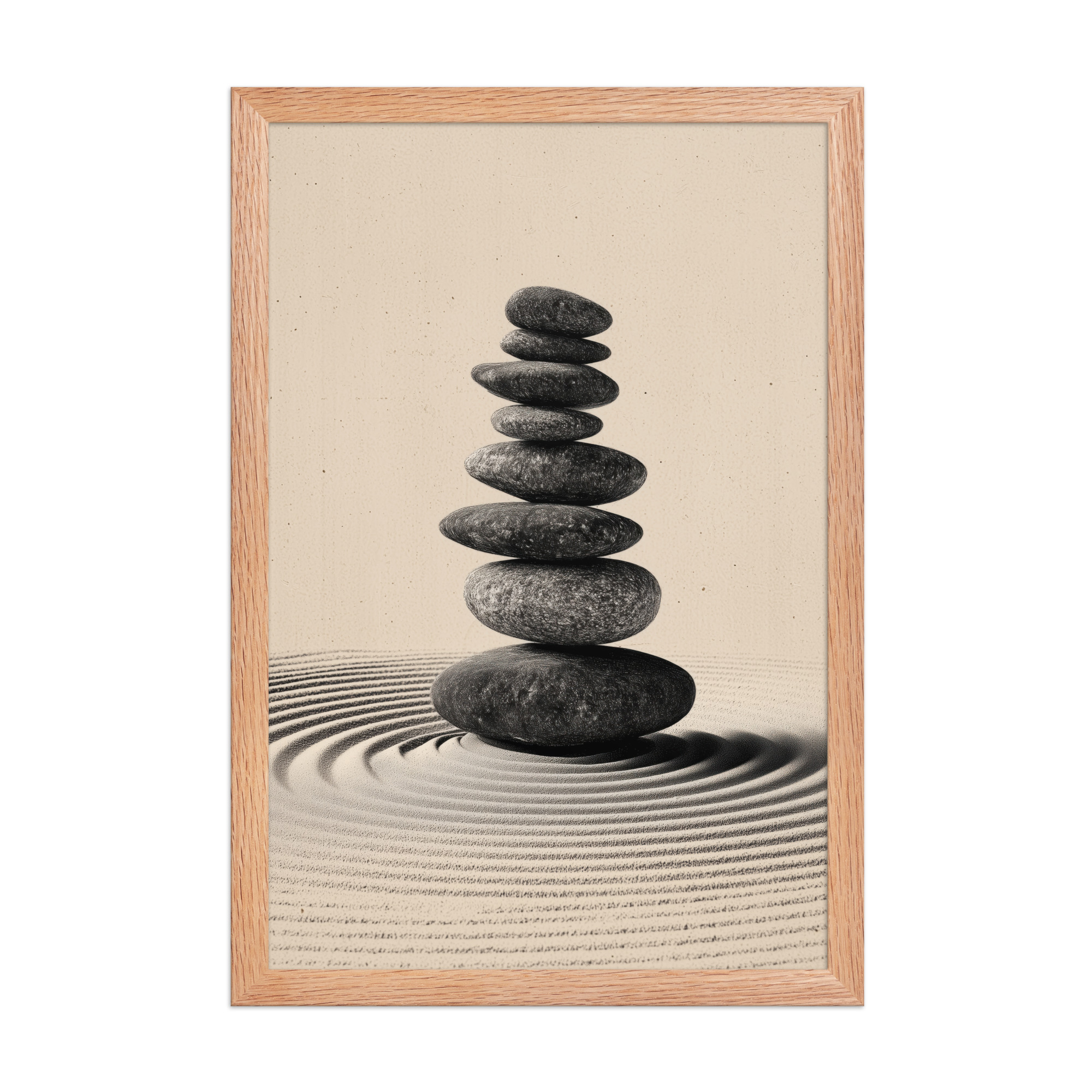 enhanced-matte-paper-framed-poster-in-red-oak-12x18-front-68f9e460c025e.jpg Balanced Stillness – Stacked Stones I Neutral Zen Stones Wall Art – Framed Poster - Image 12