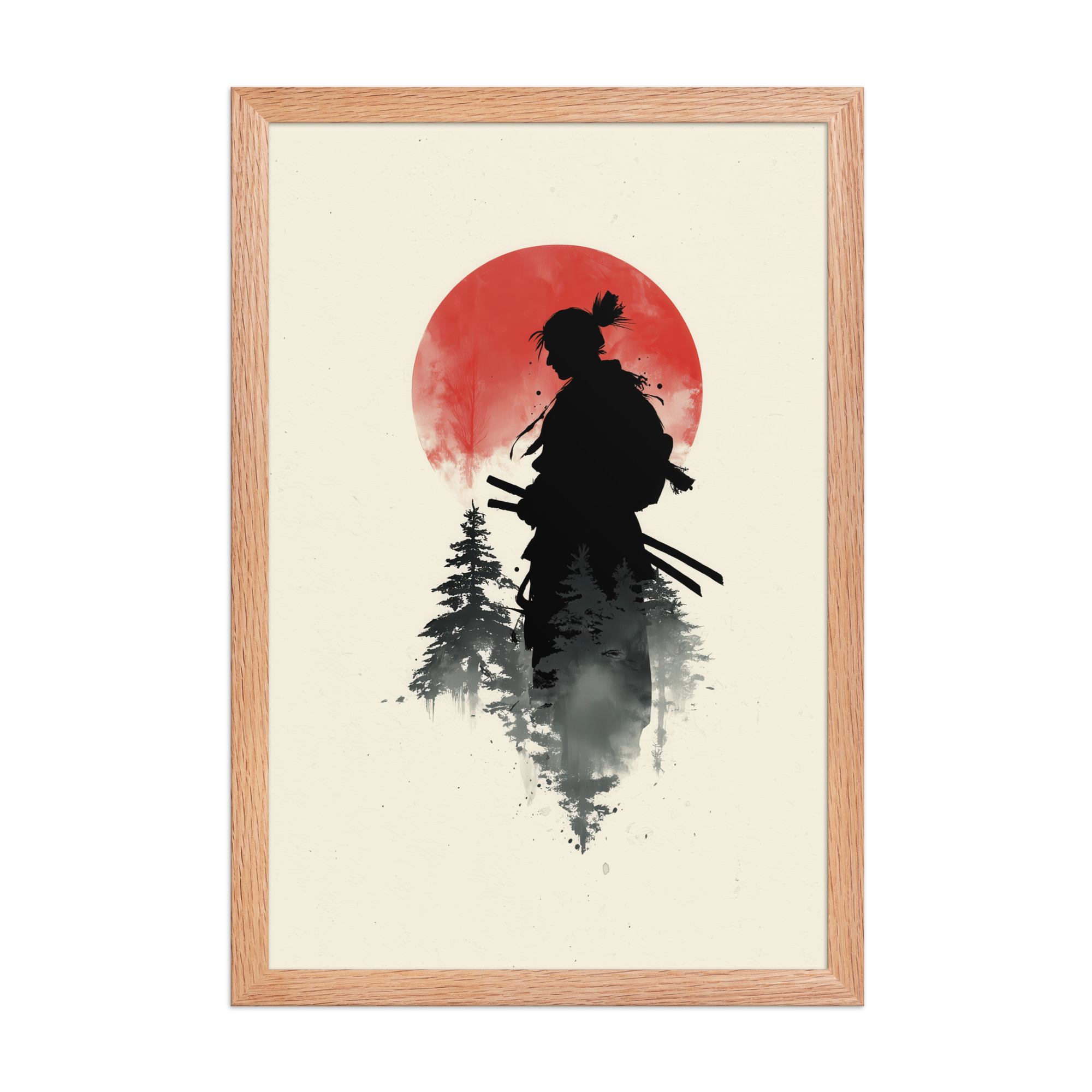 enhanced-matte-paper-framed-poster-in-red-oak-12x18-front-68fa15d35942c.jpg Silent Watch Samurai II – Minimalist Japandi Samurai Minimal Japanese Decor – Framed Poster - Image 12