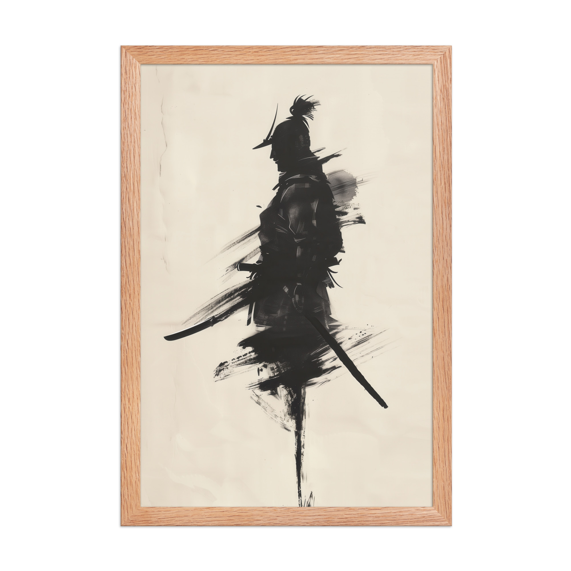 enhanced-matte-paper-framed-poster-in-red-oak-12x18-front-68fa170352ad6.jpg Shadowed Warrior – Sumi-e Silhouette of a Lone Samurai Wall Decor – Framed Poster - Image 12