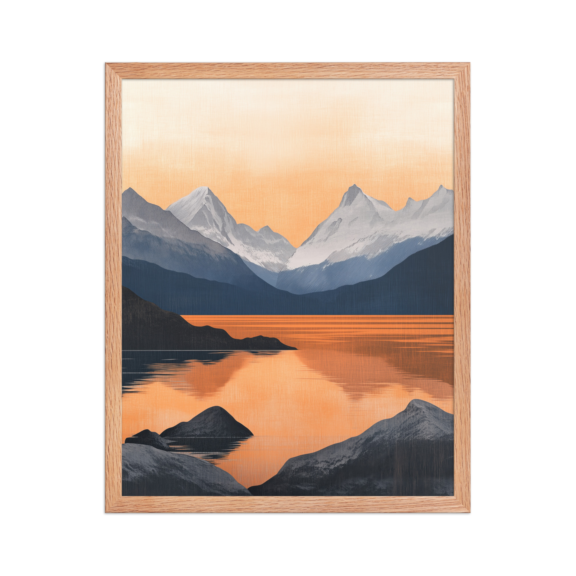 enhanced-matte-paper-framed-poster-in-red-oak-16x20-front-68f87bd826416.jpg Nordic Sunset Reflections — Serene Mountain Lake Panorama Landscape Wall Art — Framed Poster - Image 11