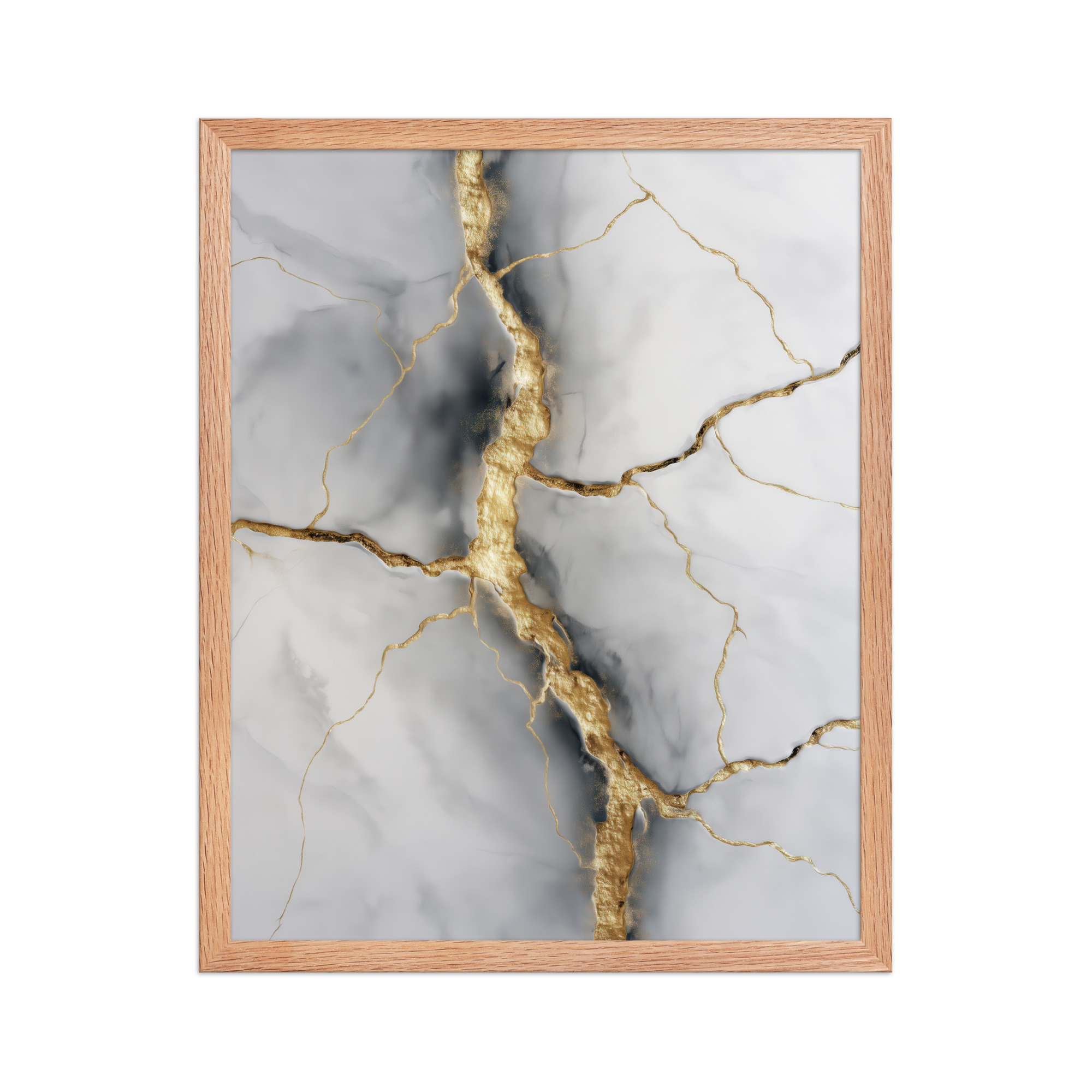 enhanced-matte-paper-framed-poster-in-red-oak-16x20-front-68f88a4fd4068.jpg Kintsugi Cracks I — Marble Abstract with Gold Veining Wall Art — Framed Poster - Image 5