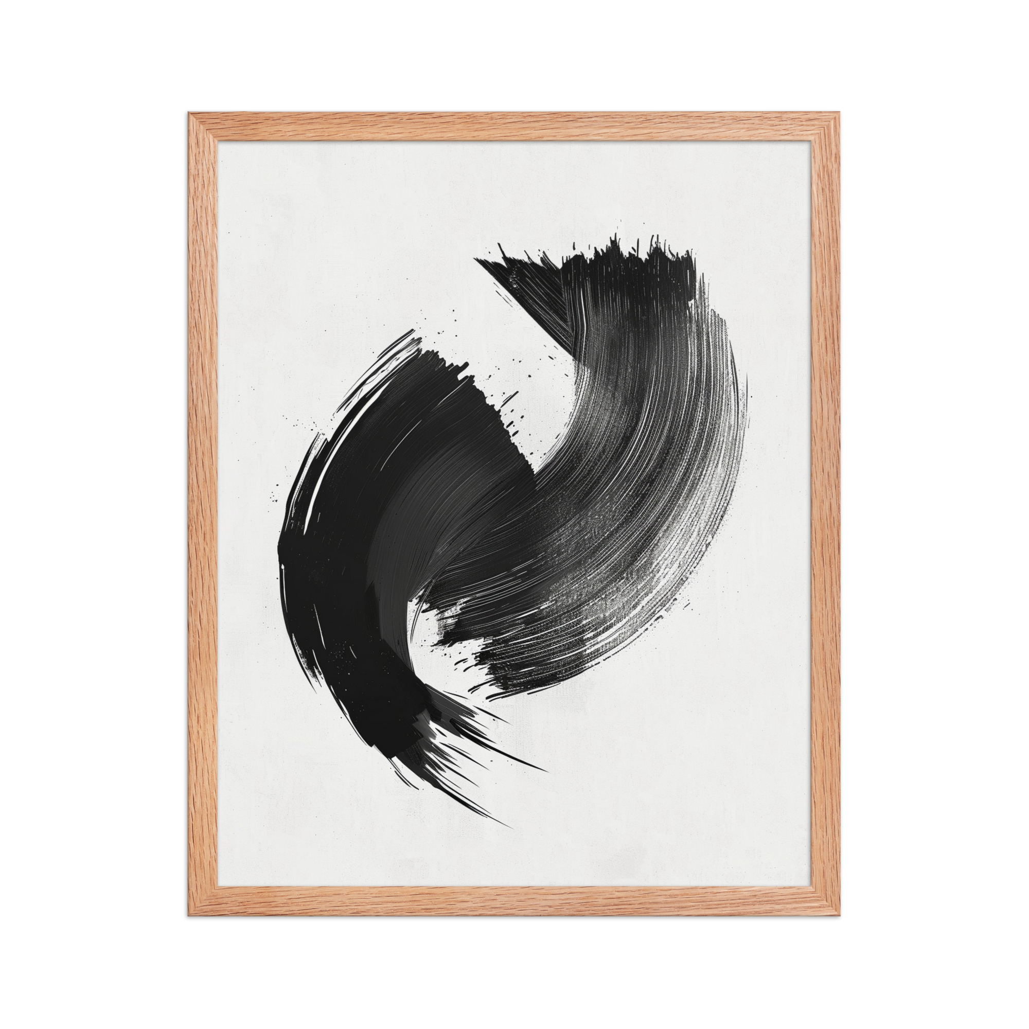 enhanced-matte-paper-framed-poster-in-red-oak-16x20-front-68f88ea6d3bfa.jpg Brushstroke Swirl — Zen Sumi-e Ink Abstract Wall Decor — Framed Poster - Image 10
