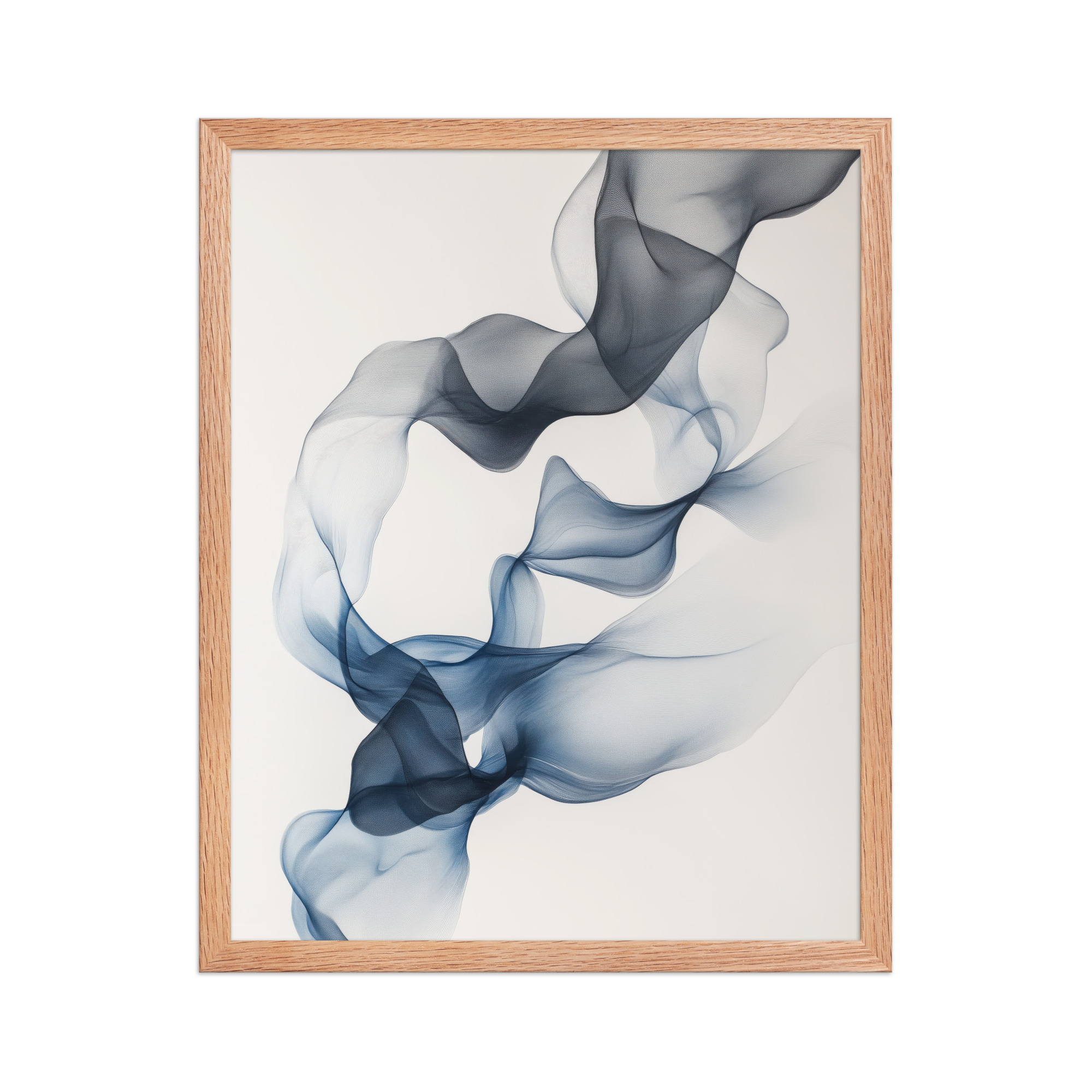 enhanced-matte-paper-framed-poster-in-red-oak-16x20-front-68f890a75eb08.jpg Ethereal Smoke Dance — Floating Blue-Grey Ribbon Abstract Wall Art — Framed Poster - Image 3