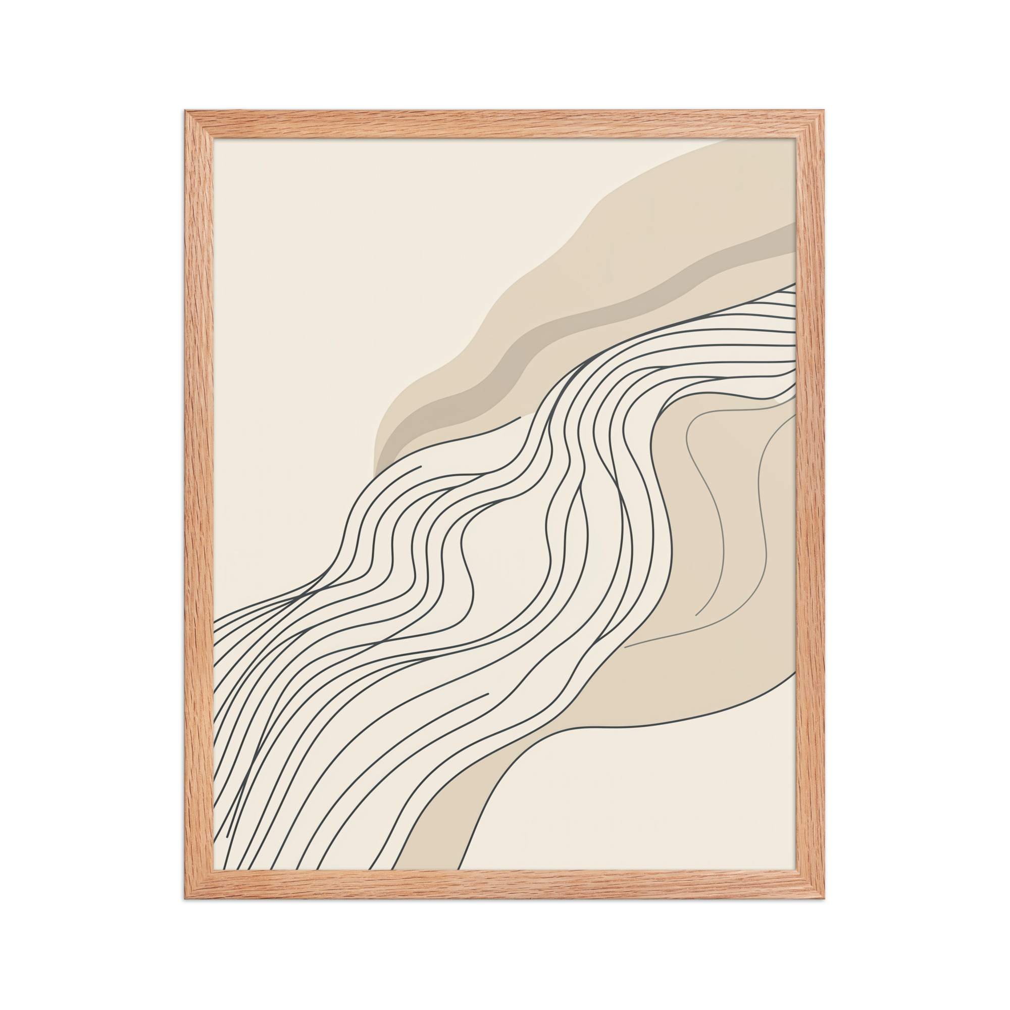 enhanced-matte-paper-framed-poster-in-red-oak-16x20-front-68f89718083bd.jpg Soft Line Flow — Minimal Warm Neutral Color Abstract Line Art — Framed Poster - Image 7