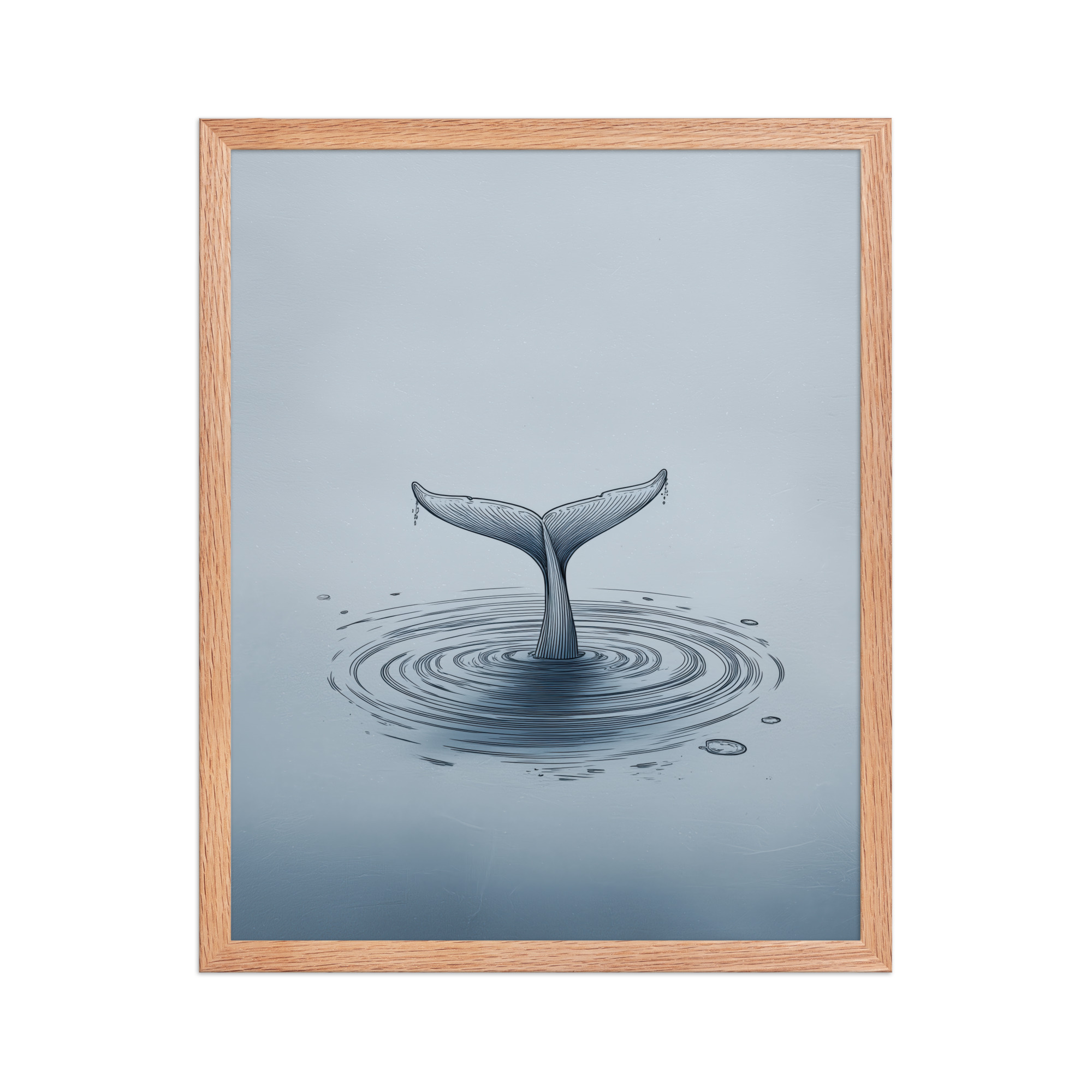 enhanced-matte-paper-framed-poster-in-red-oak-16x20-front-68f8b841e1c26.jpg Ripple Beneath – Whale Tail Surfacing Minimal Ocean Wall Art in Cool Blues — Framed Poster - Image 13