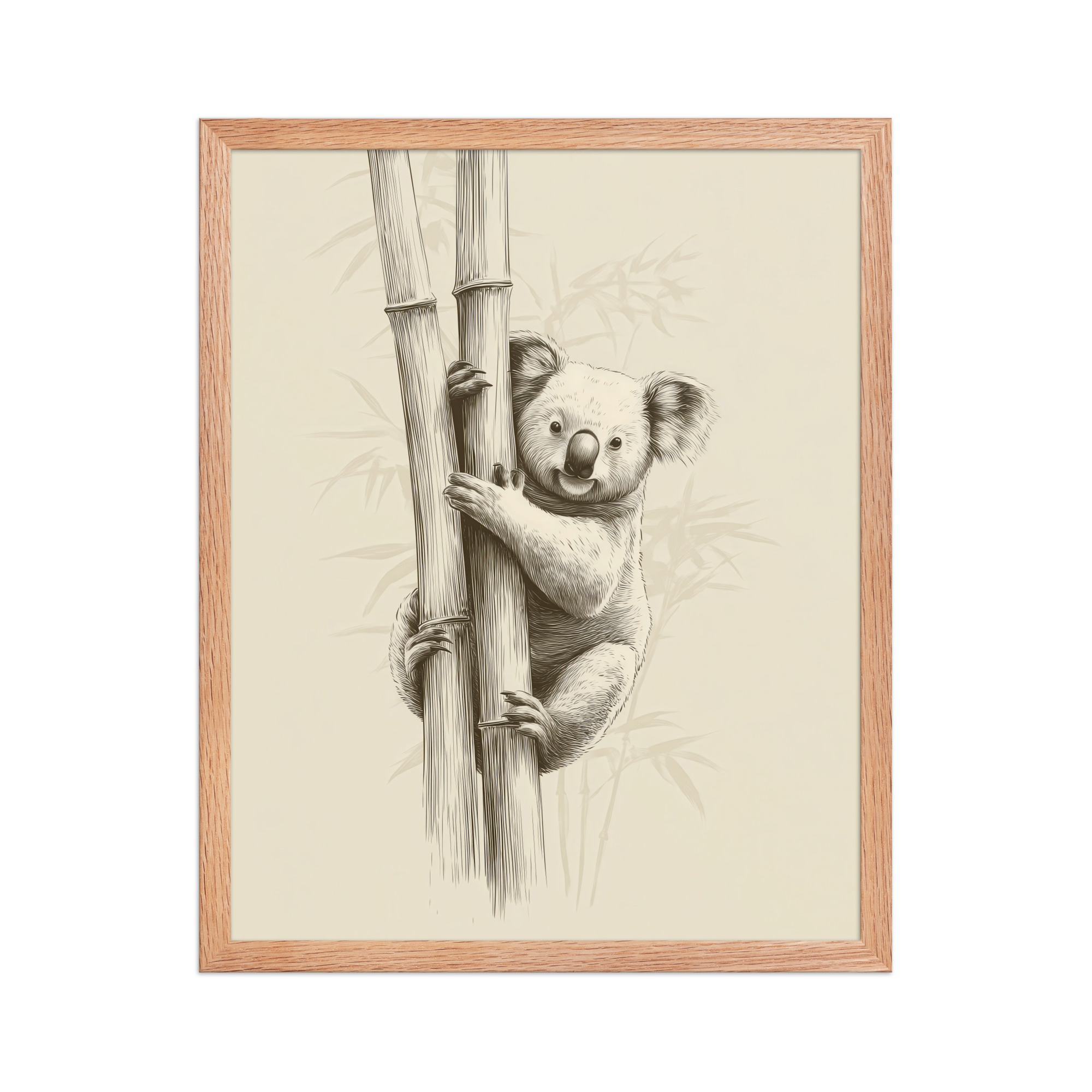 enhanced-matte-paper-framed-poster-in-red-oak-16x20-front-68f8bef3123fb.jpg Koala Bamboo I — Koala Illustration in Warm Neutrals Wall Decor — Framed Poster - Image 13