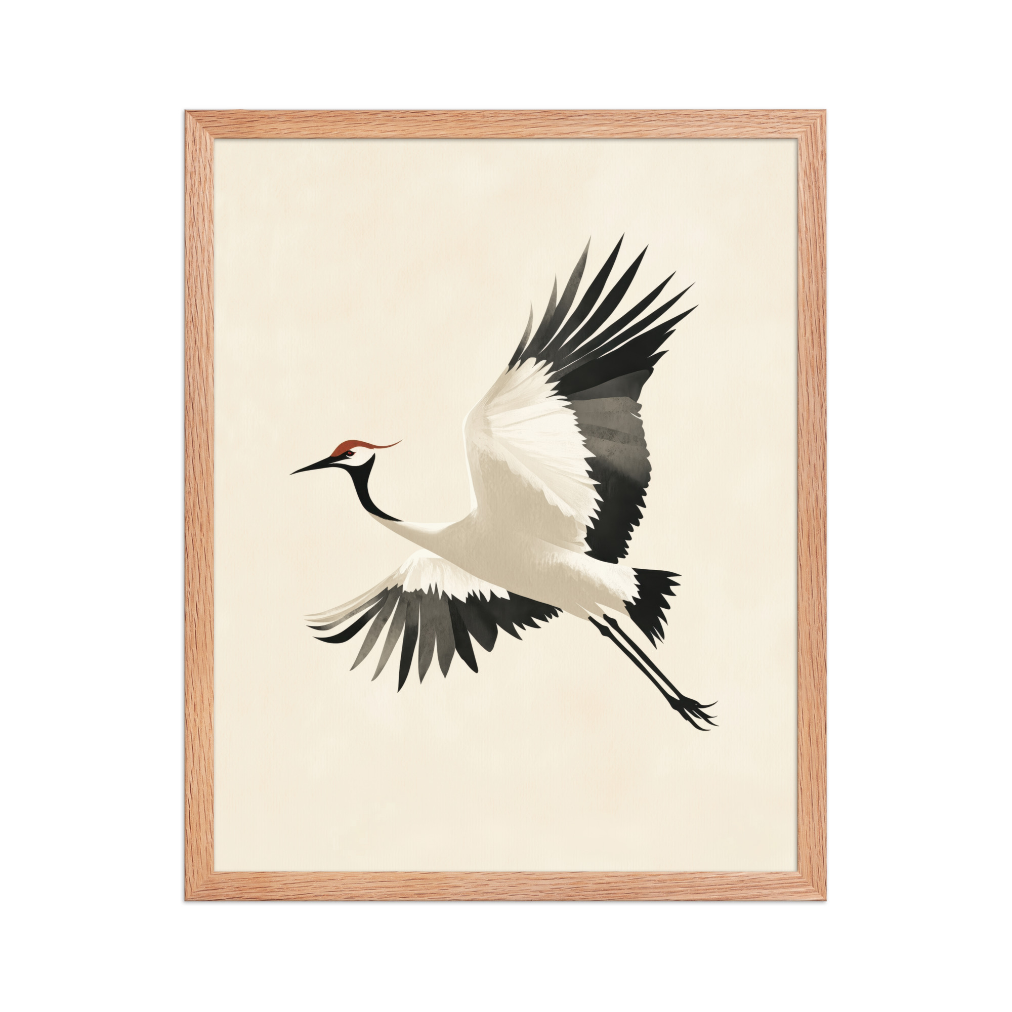 enhanced-matte-paper-framed-poster-in-red-oak-16x20-front-68f90047c9f79.jpg Graceful Crane in Flight — Red-Crowned Flying Crane Wall Art — Framed Poster - Image 13