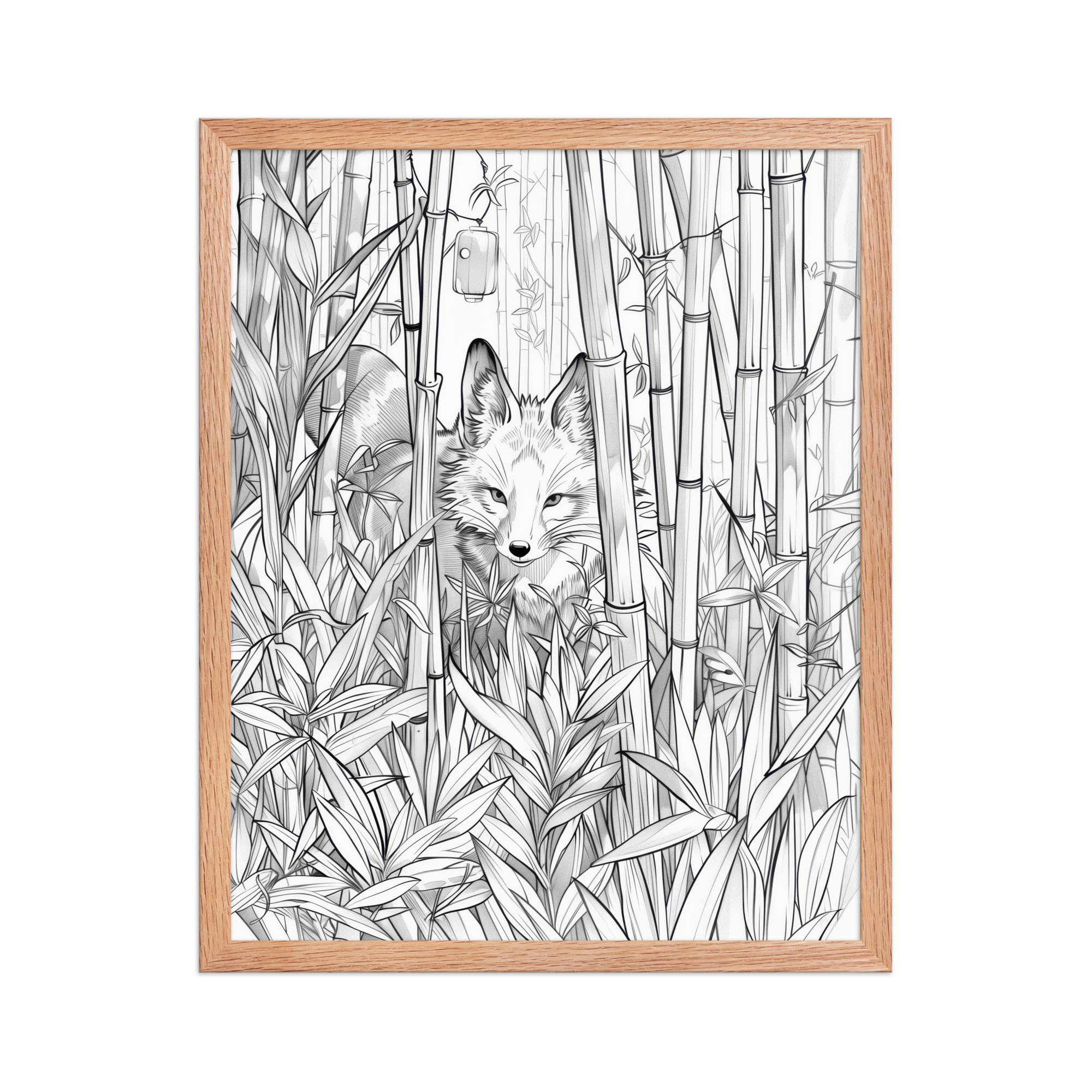 enhanced-matte-paper-framed-poster-in-red-oak-16x20-front-68f903bc15ca3.jpg Fox Spirit in Bamboo Forest — Fox Among Bamboo Wall Decor — Framed Poster - Image 13