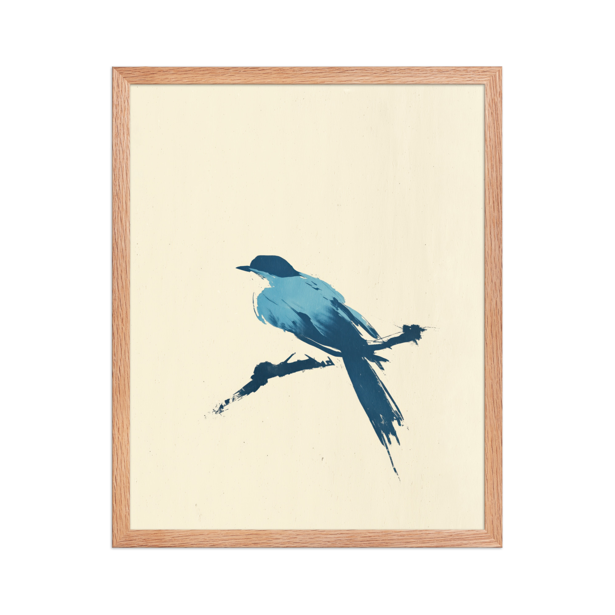 enhanced-matte-paper-framed-poster-in-red-oak-16x20-front-68f906d592051.jpg Bluebird Perch — Minimal Brush Bird on Branch Wall Decor — Framed Poster - Image 13