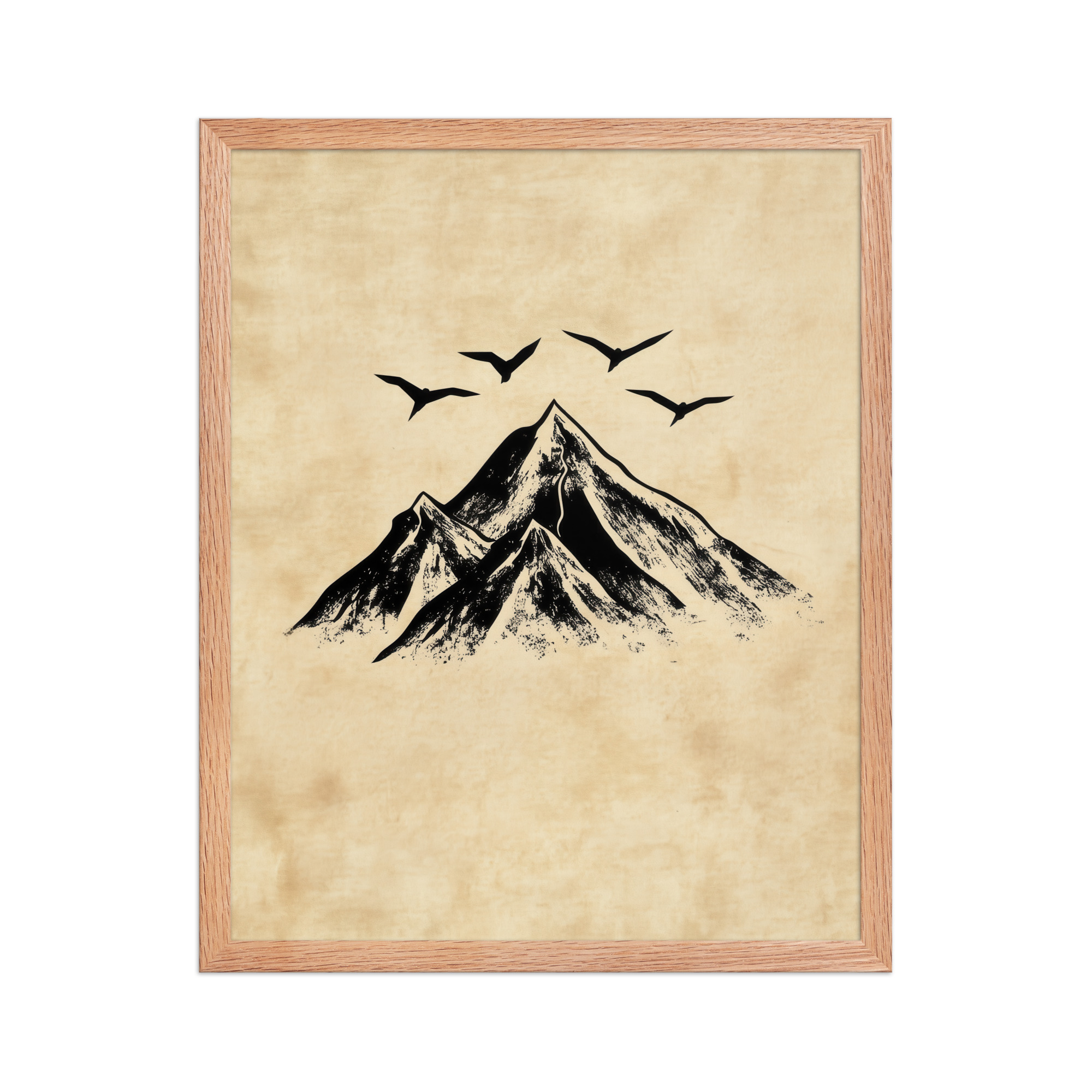 enhanced-matte-paper-framed-poster-in-red-oak-16x20-front-68f91cab2c8ce.jpg Four Peaks in Ink — Mountain Landscape Wall Art — Framed Poster - Image 10