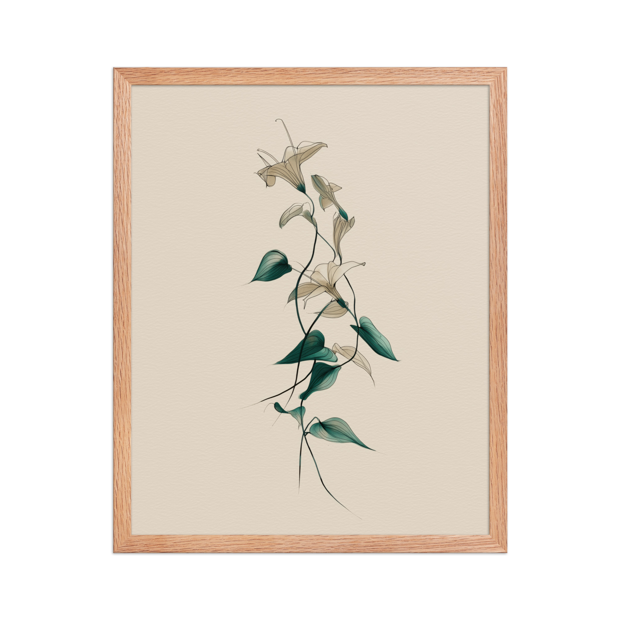 enhanced-matte-paper-framed-poster-in-red-oak-16x20-front-68f91e0a482c6.jpg Lily Flow — Japandi Floral Line-Art Decor Lilies — Framed Poster - Image 13