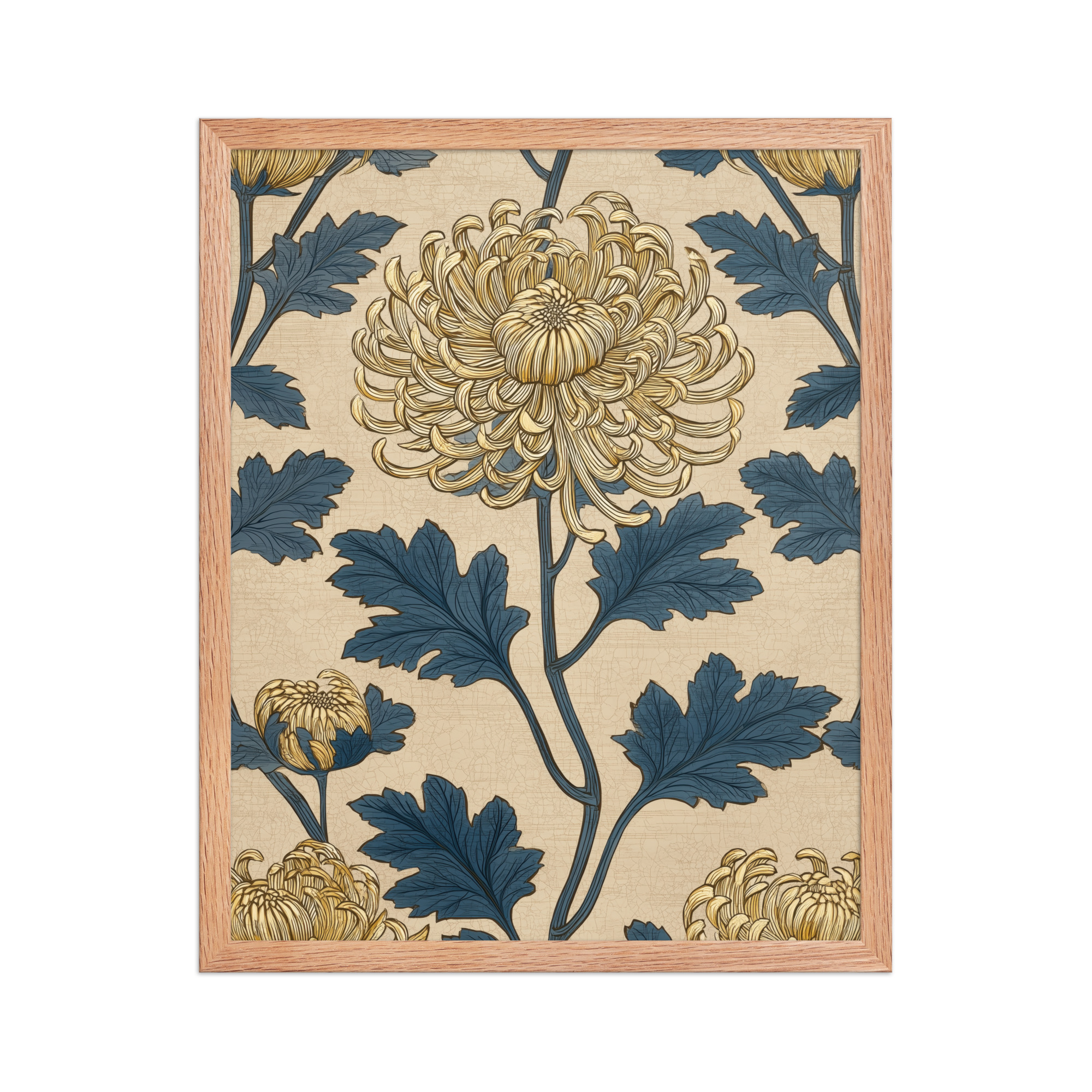 enhanced-matte-paper-framed-poster-in-red-oak-16x20-front-68f91ec47388e.jpg Golden Chrysanthemum — Blue & Gold Botanical Wall Decor — Framed Poster - Image 13