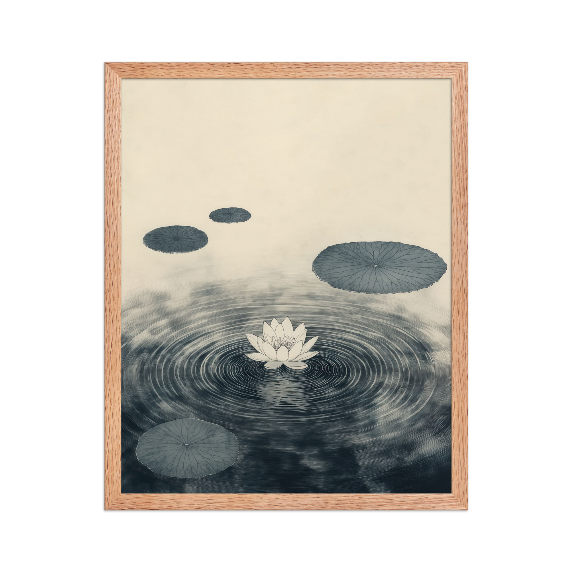 enhanced-matte-paper-framed-poster-in-red-oak-16x20-front-68f9c52b79f2c.jpg Lotus Serenity — Calming Pond Ripples Wall Art — Framed Poster - Image 5