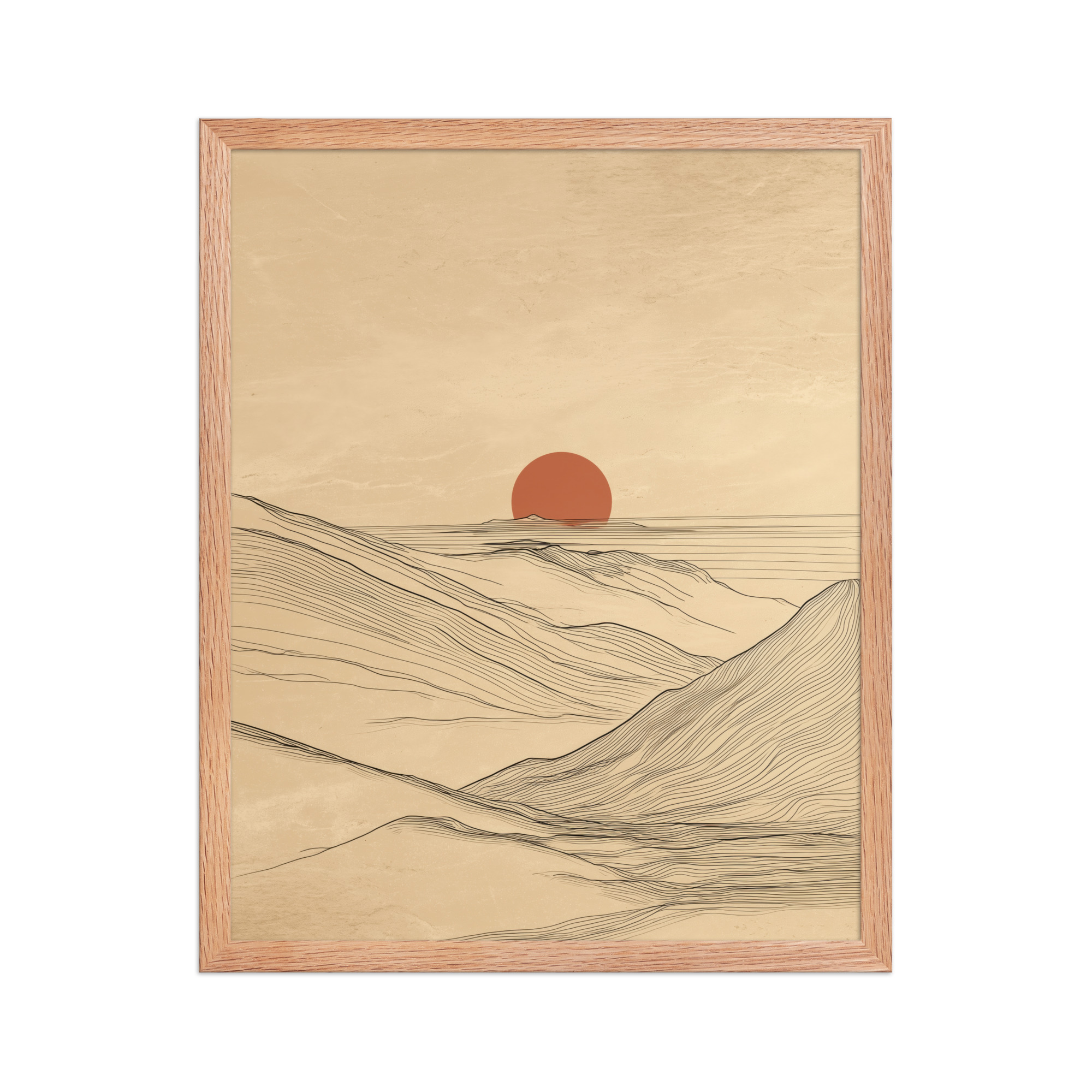 enhanced-matte-paper-framed-poster-in-red-oak-16x20-front-68f9c56b9fe5e.jpg Desert Horizon — Japandi Desert Line Landscape Wall Art — Framed Poster - Image 9