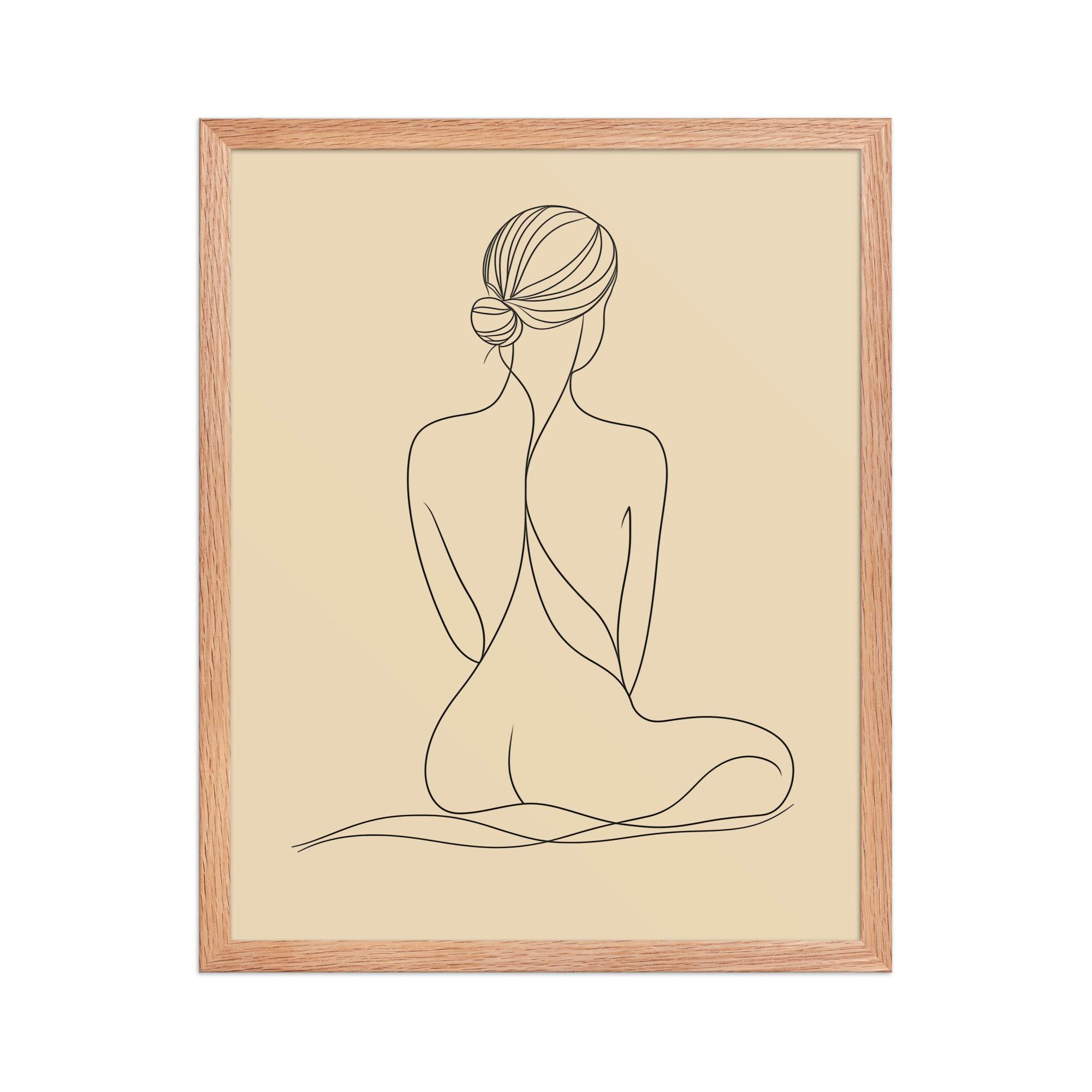 enhanced-matte-paper-framed-poster-in-red-oak-16x20-front-68f9c8d4da8a6.jpg Seated Elegance On Knees — Minimalist Figure Line Wall Art — Framed Poster - Image 7