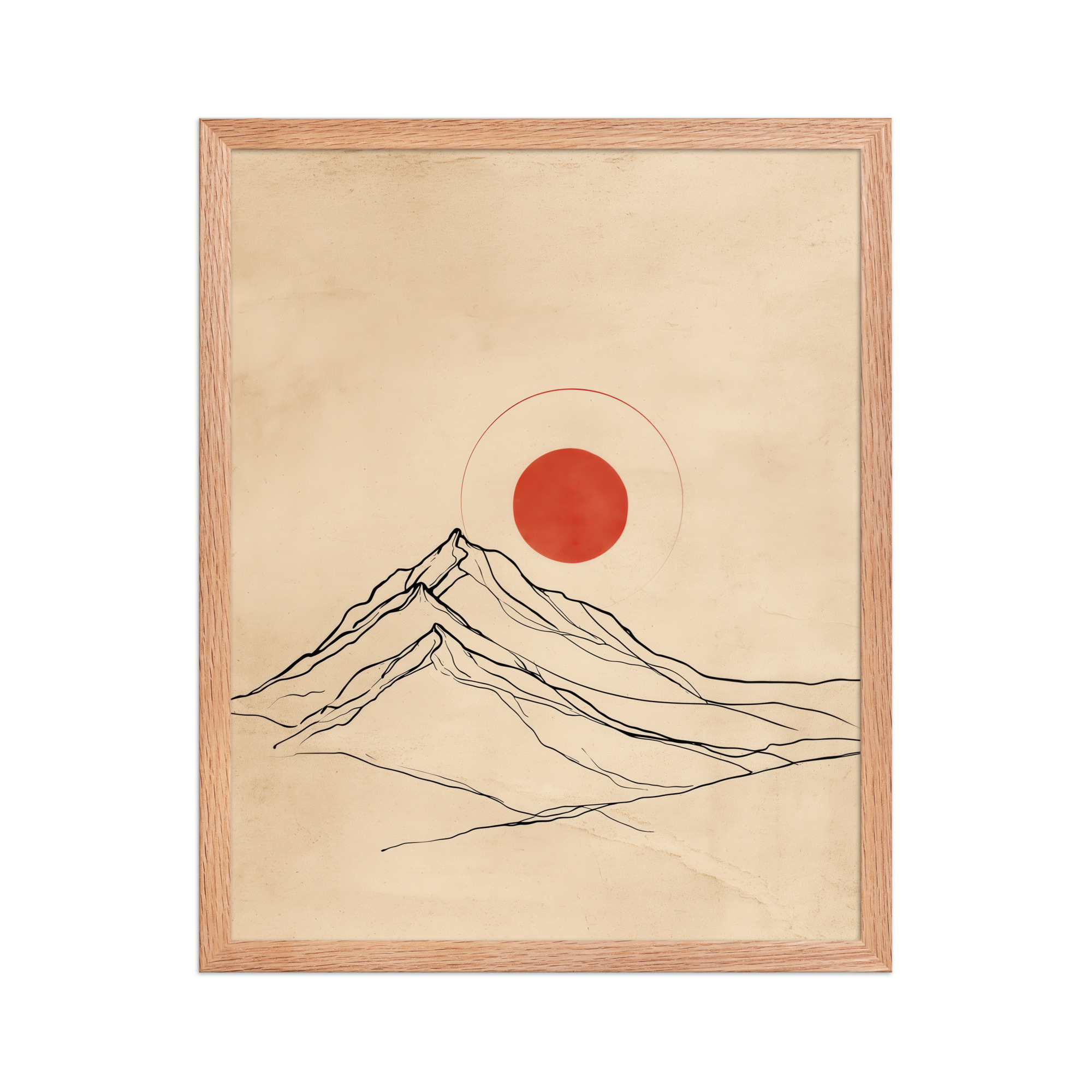 enhanced-matte-paper-framed-poster-in-red-oak-16x20-front-68f9c98ca6509.jpg Eternal Sun — Minimal Mountain and Red Sun Wall Art — Framed Poster - Image 9