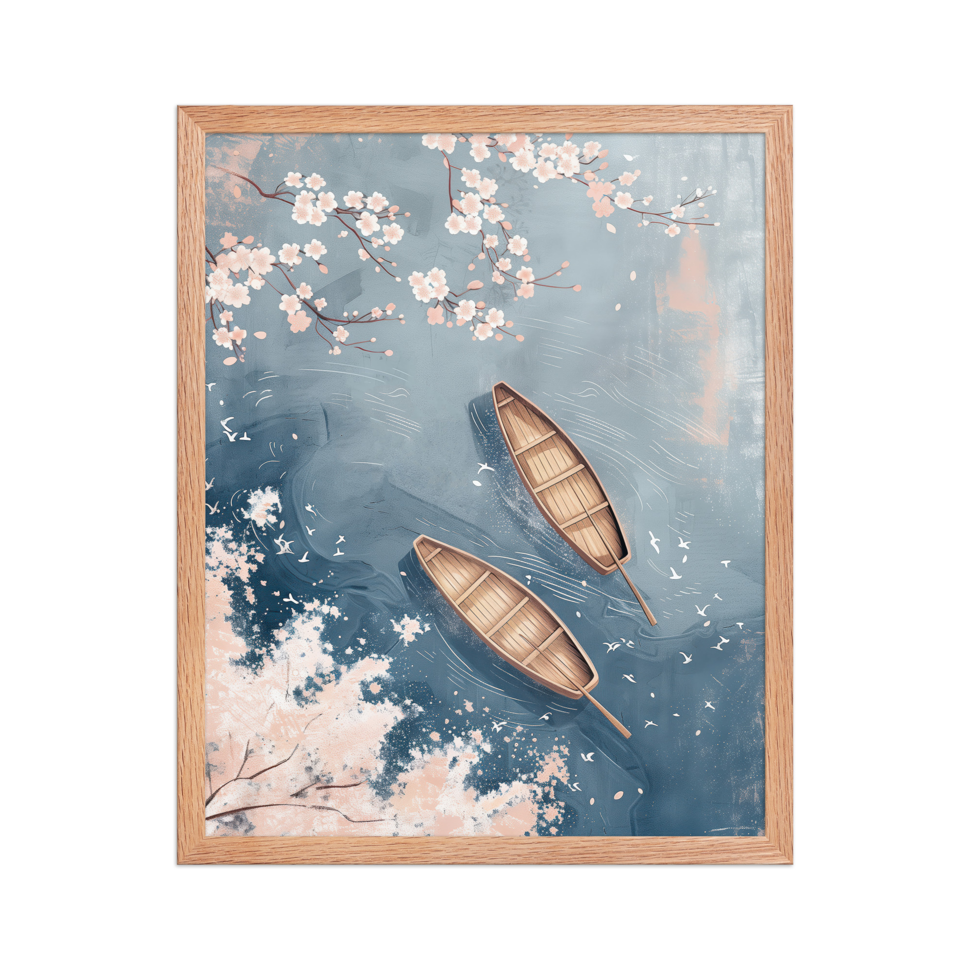 enhanced-matte-paper-framed-poster-in-red-oak-16x20-front-68f9cb8acc8e6.jpg Cherry Blossom Drifting — Sakura River Landscape Wall Art — Framed Poster - Image 9